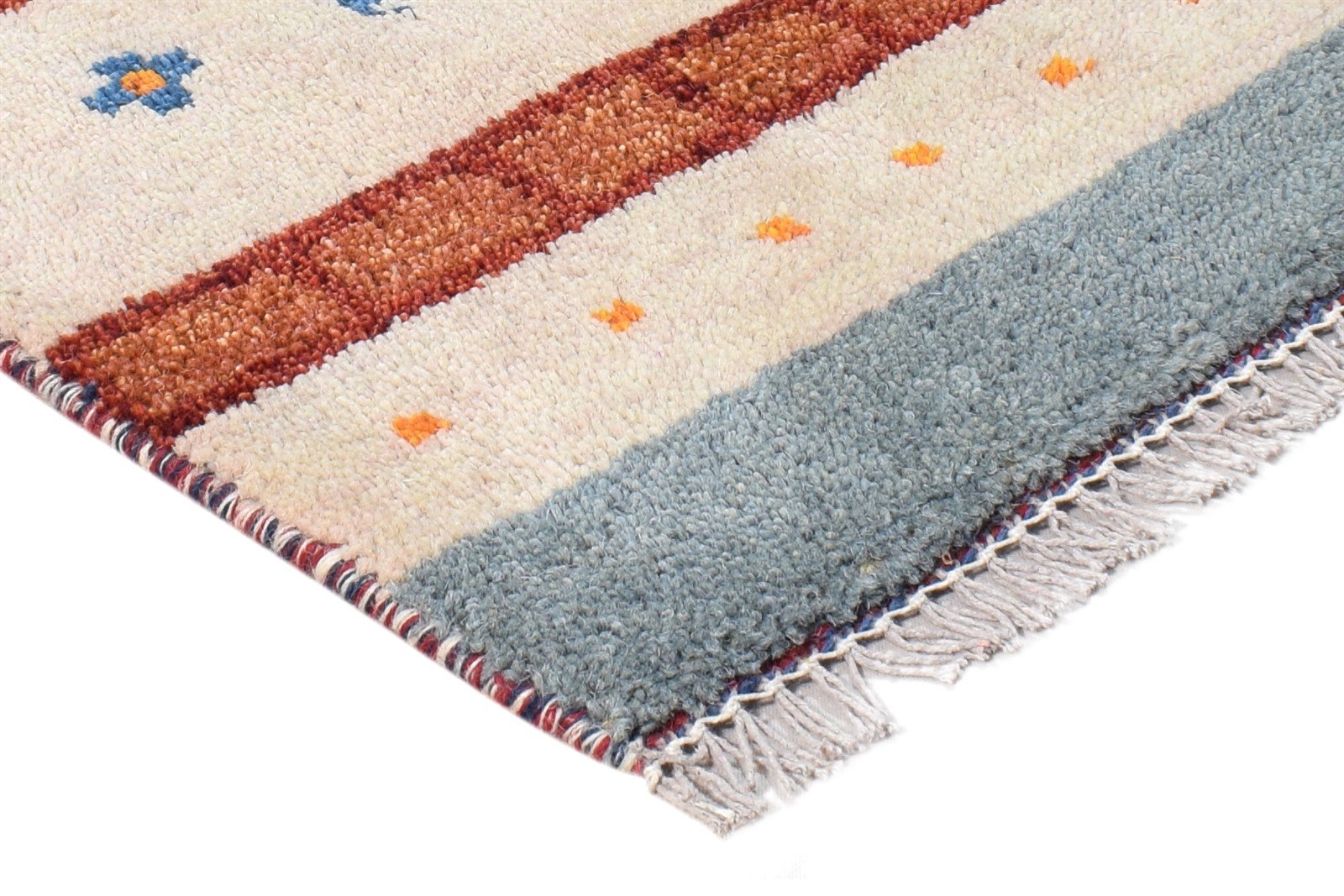 Hand Knotted Beige Wool Rug 1' X 2' Southwestern American Tribal Small Carpet Area Rug