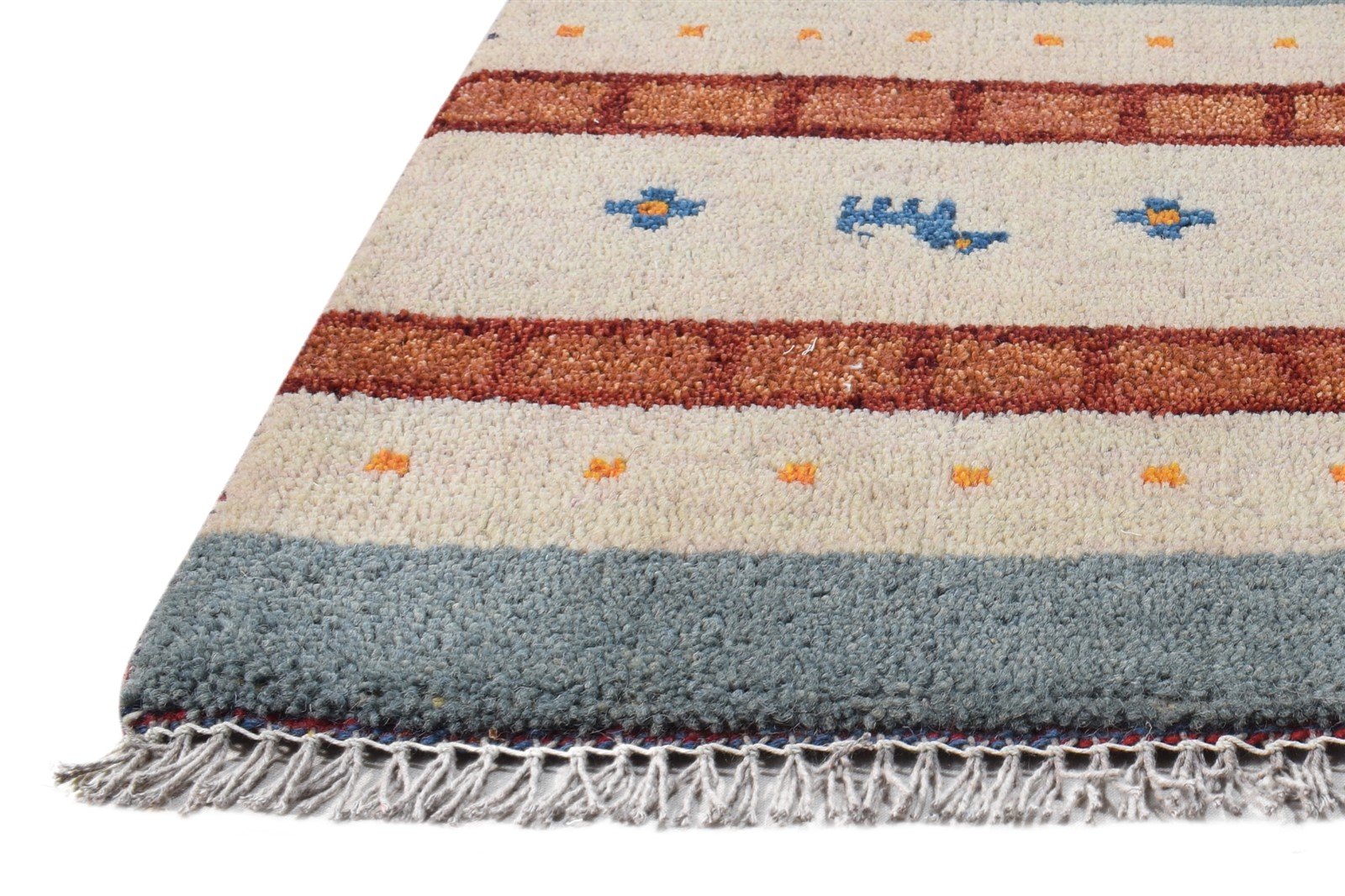 Hand Knotted Beige Wool Rug 1' X 2' Southwestern American Tribal Small Carpet Area Rug