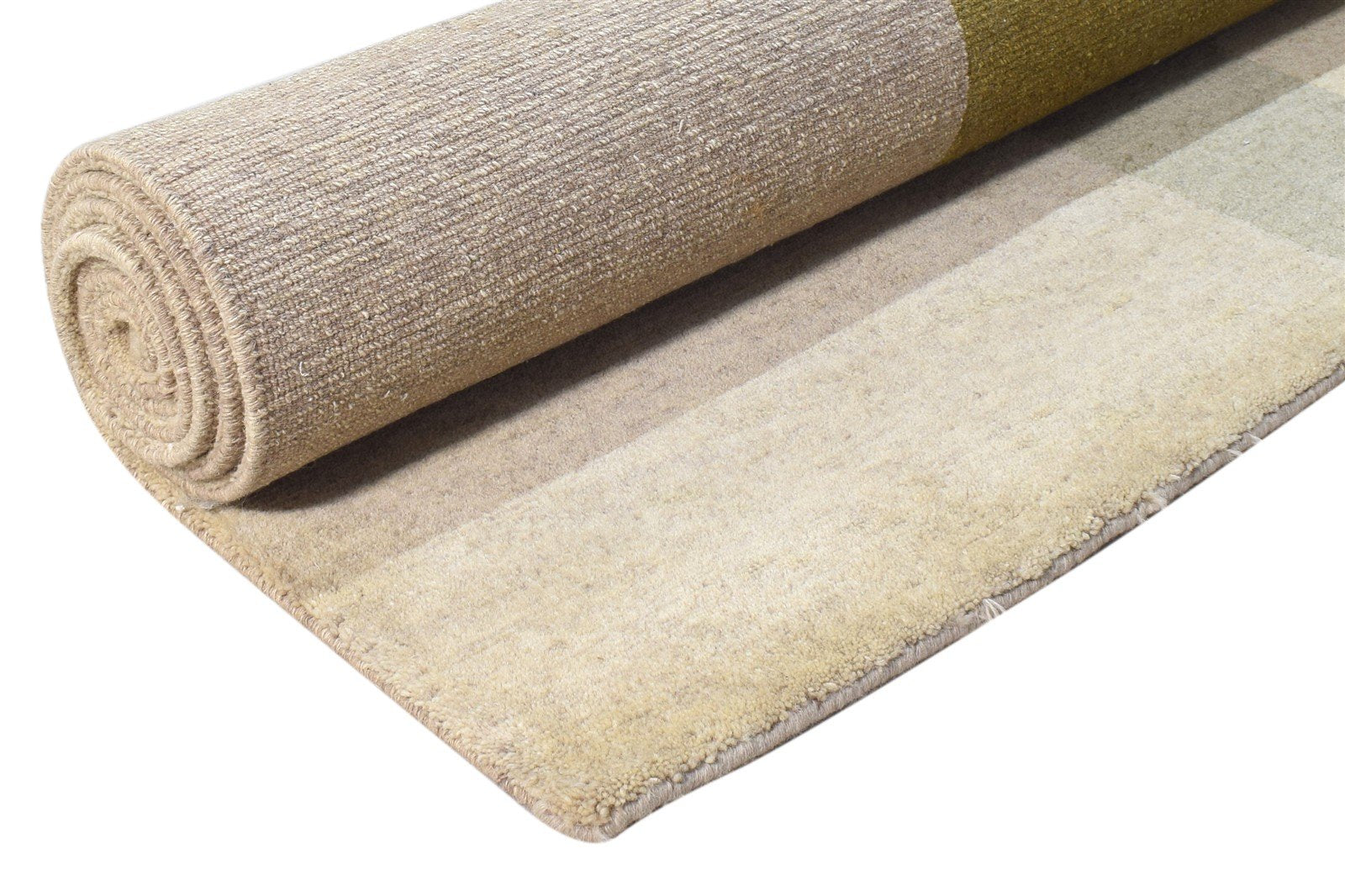 Wool / Silk Beige Rug 6X9 Modern Hand Knotted American Abstract Room Size Area Rug