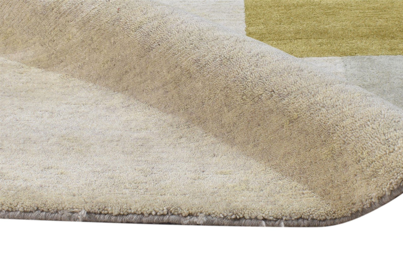 Wool / Silk Beige Rug 6X9 Modern Hand Knotted American Abstract Room Size Area Rug