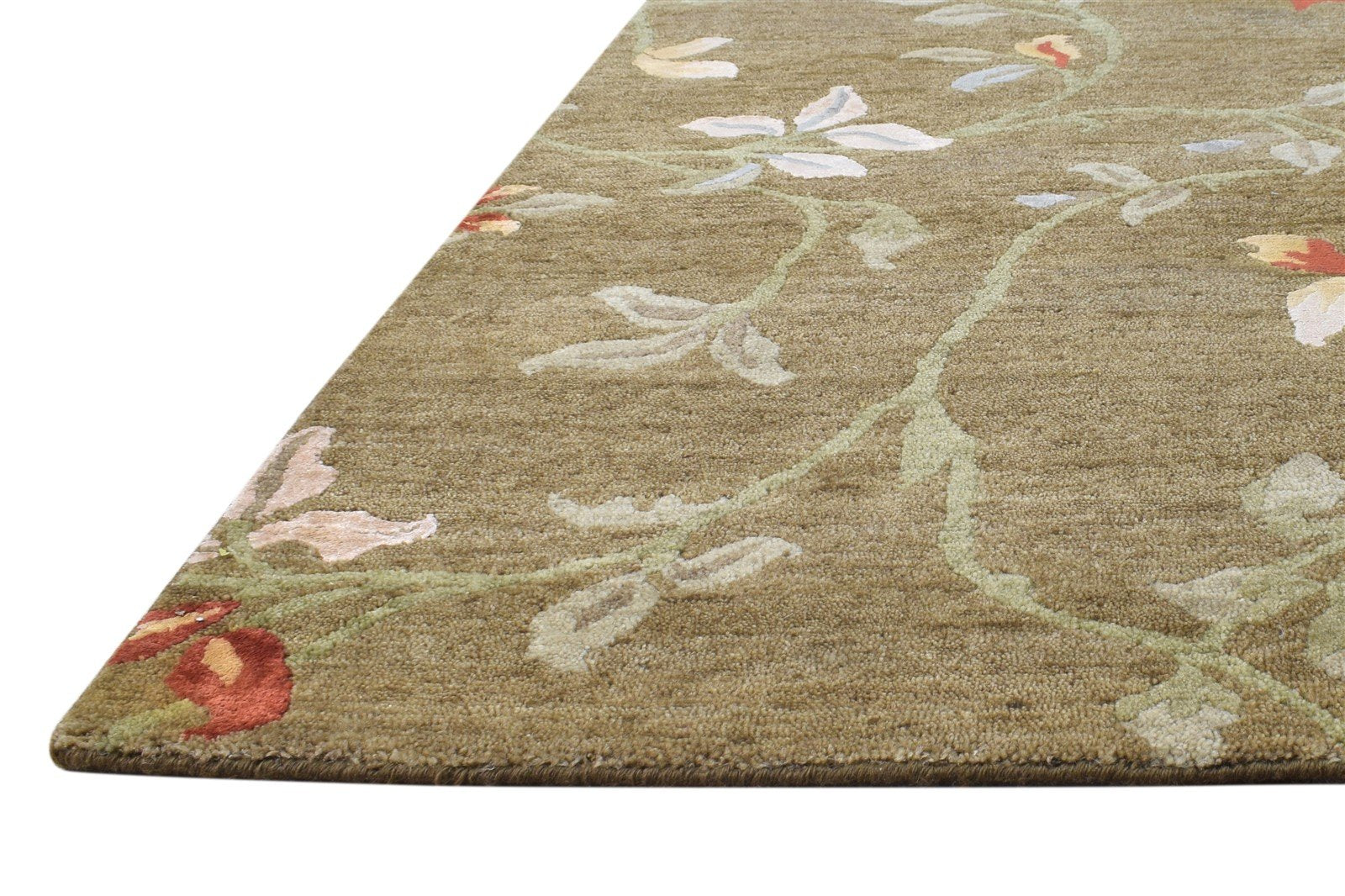 Jonell Brown Wool / Silk Rug 6X9 Modern Hand Knotted French Floral   7865094733973