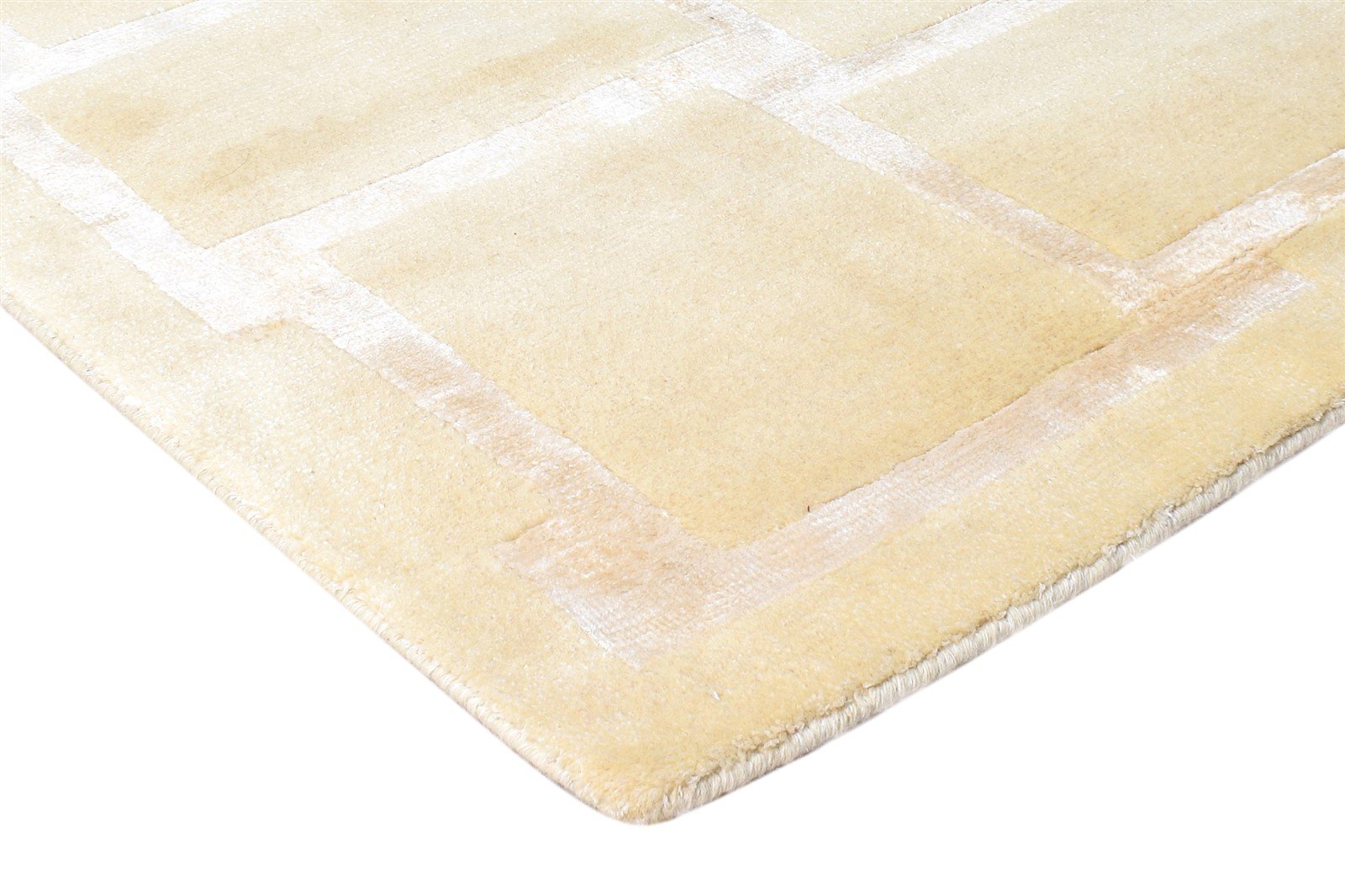 Wool / Silk Beige Rug 6X9 Modern Hand Knotted Scandinavian Geometric Room Size Area Rug