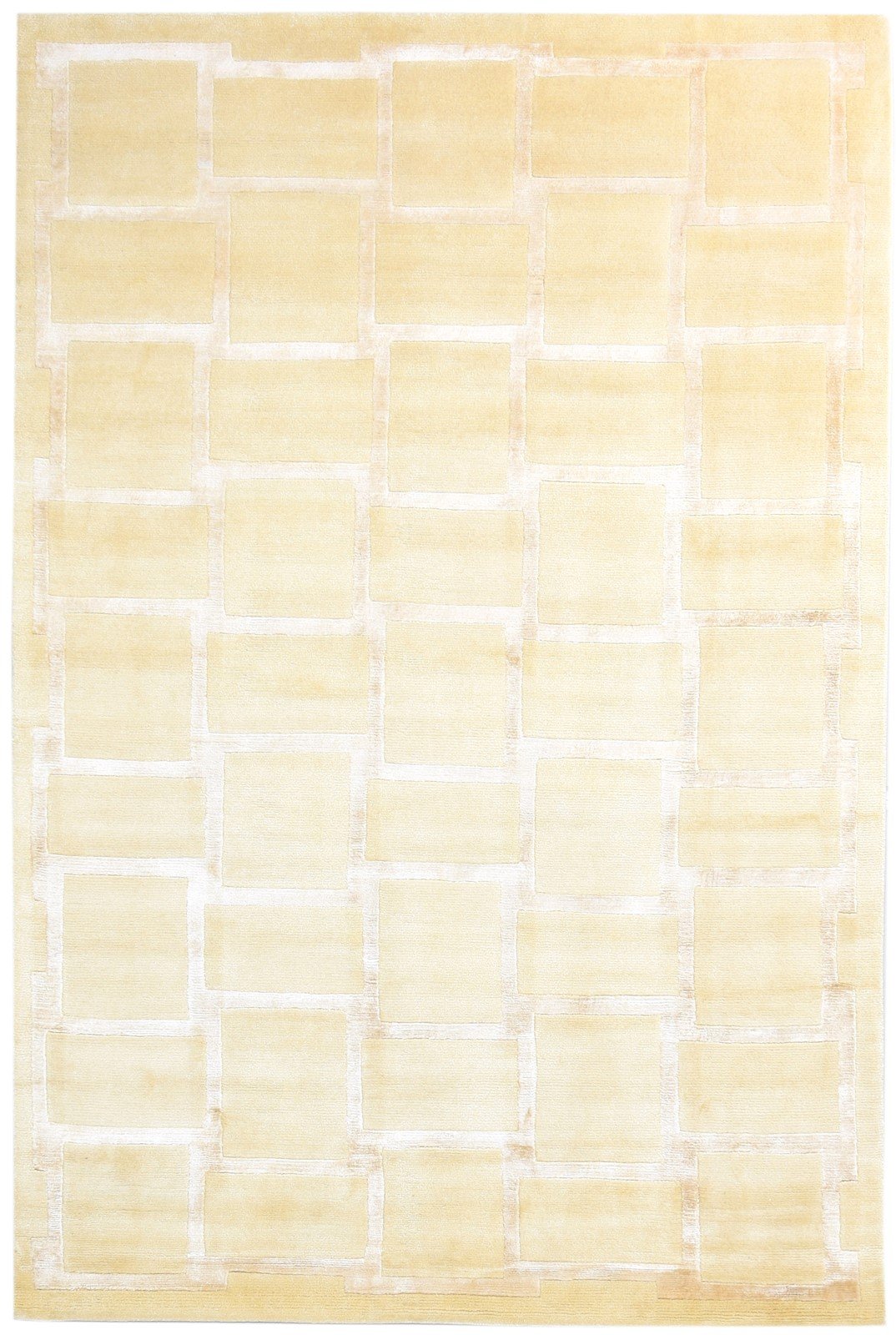 Wool / Silk Beige Rug 6X9 Modern Hand Knotted Scandinavian Geometric Room Size Area Rug