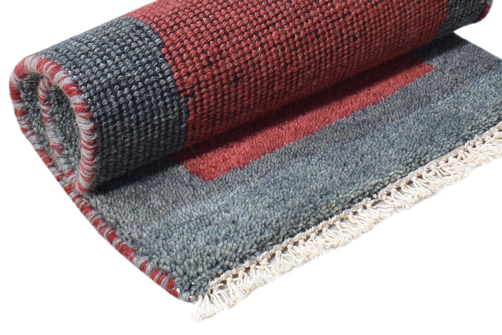 Red Wool Rug 1' X 2' Southwestern Hand Knotted Gabbeh Tribal Small Carpet Area Rug