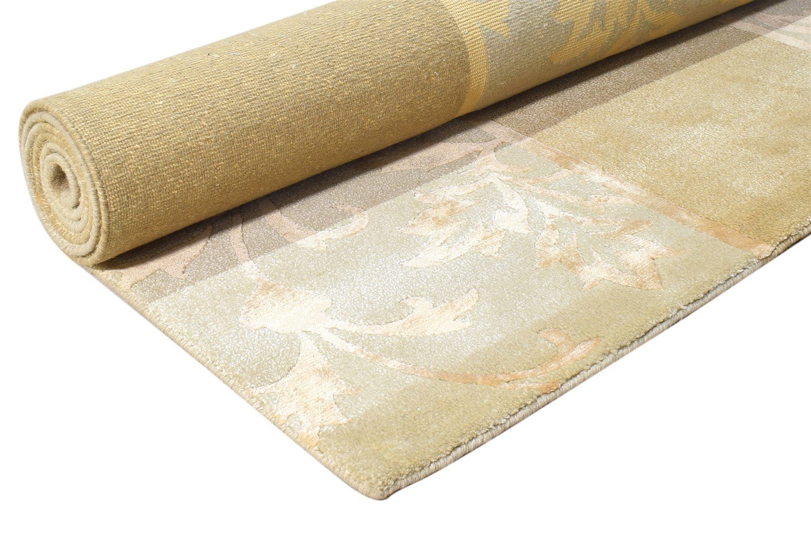 6X8 Rug Wool / Silk Brown Modern Hand Knotted Scandinavian Geometric Room Size Area Rug