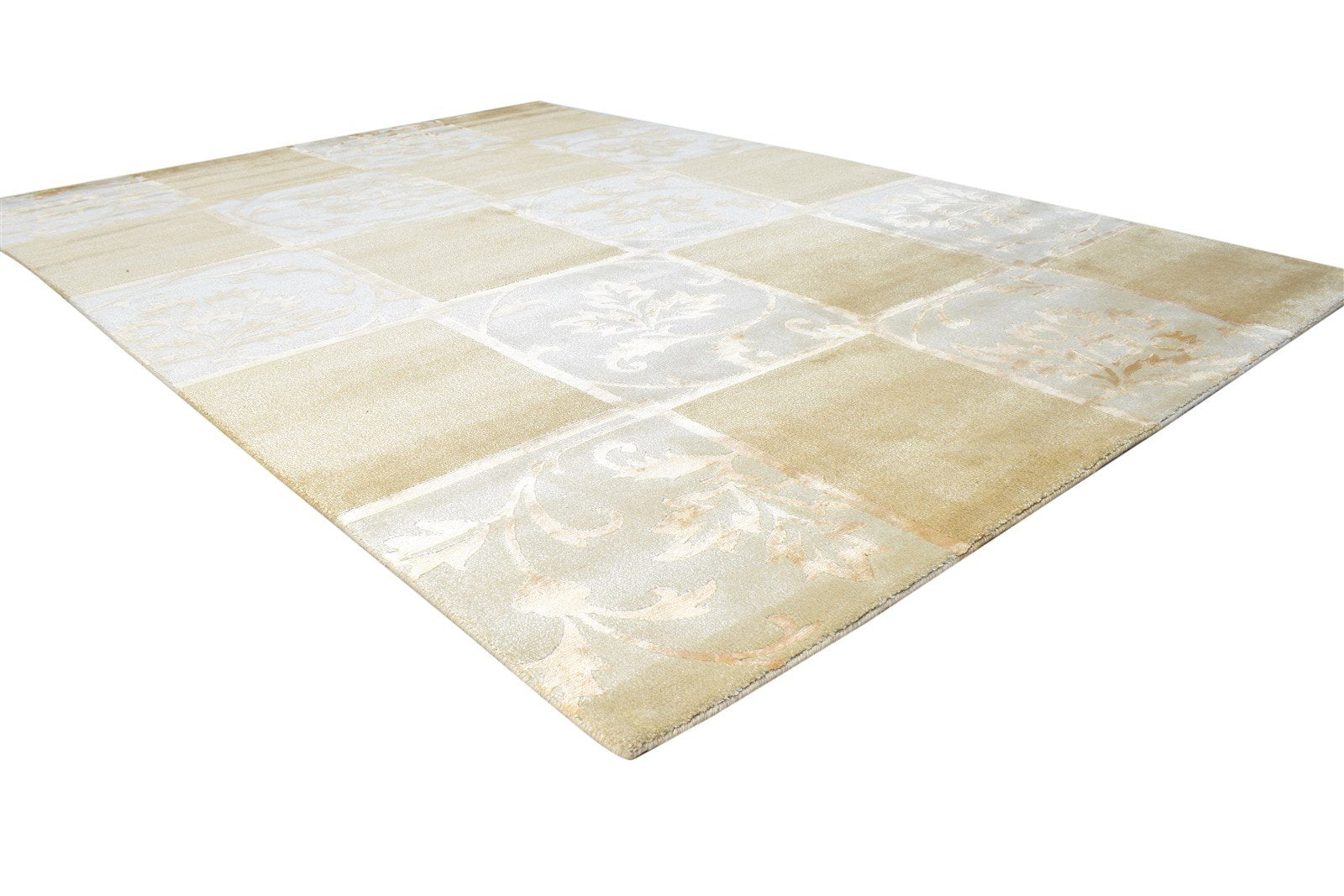 6X8 Rug Wool / Silk Brown Modern Hand Knotted Scandinavian Geometric Room Size Area Rug