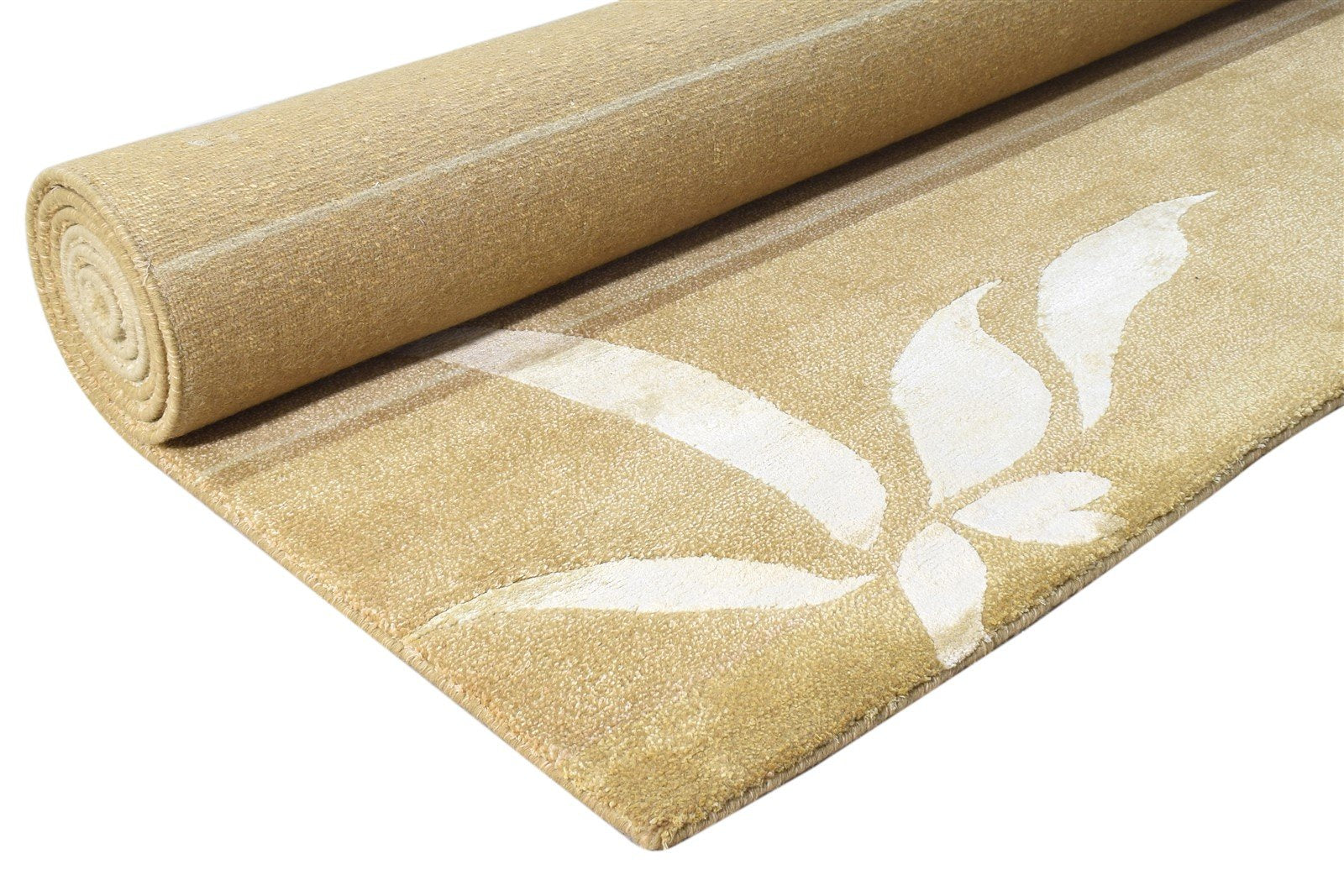 6X9 Rug Wool / Silk Beige Modern Hand Knotted French Floral Room Size Carpet Area Rug