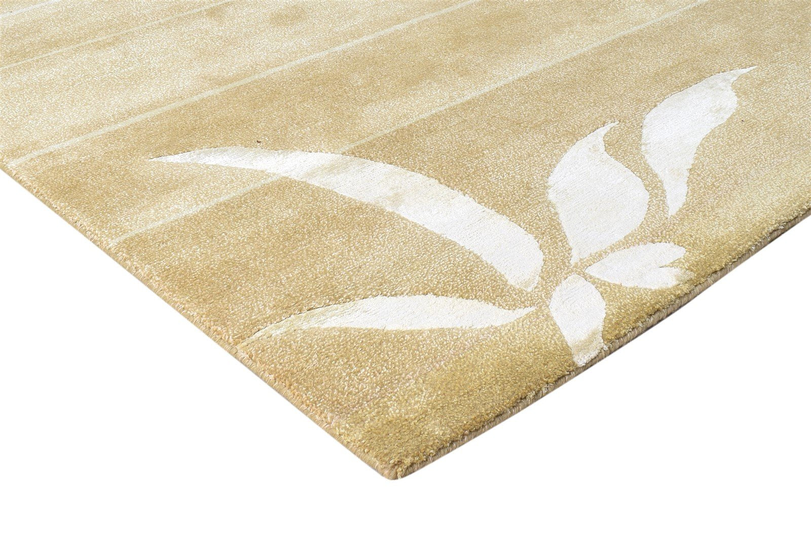 6X9 Rug Wool / Silk Beige Modern Hand Knotted French Floral Room Size Carpet Area Rug