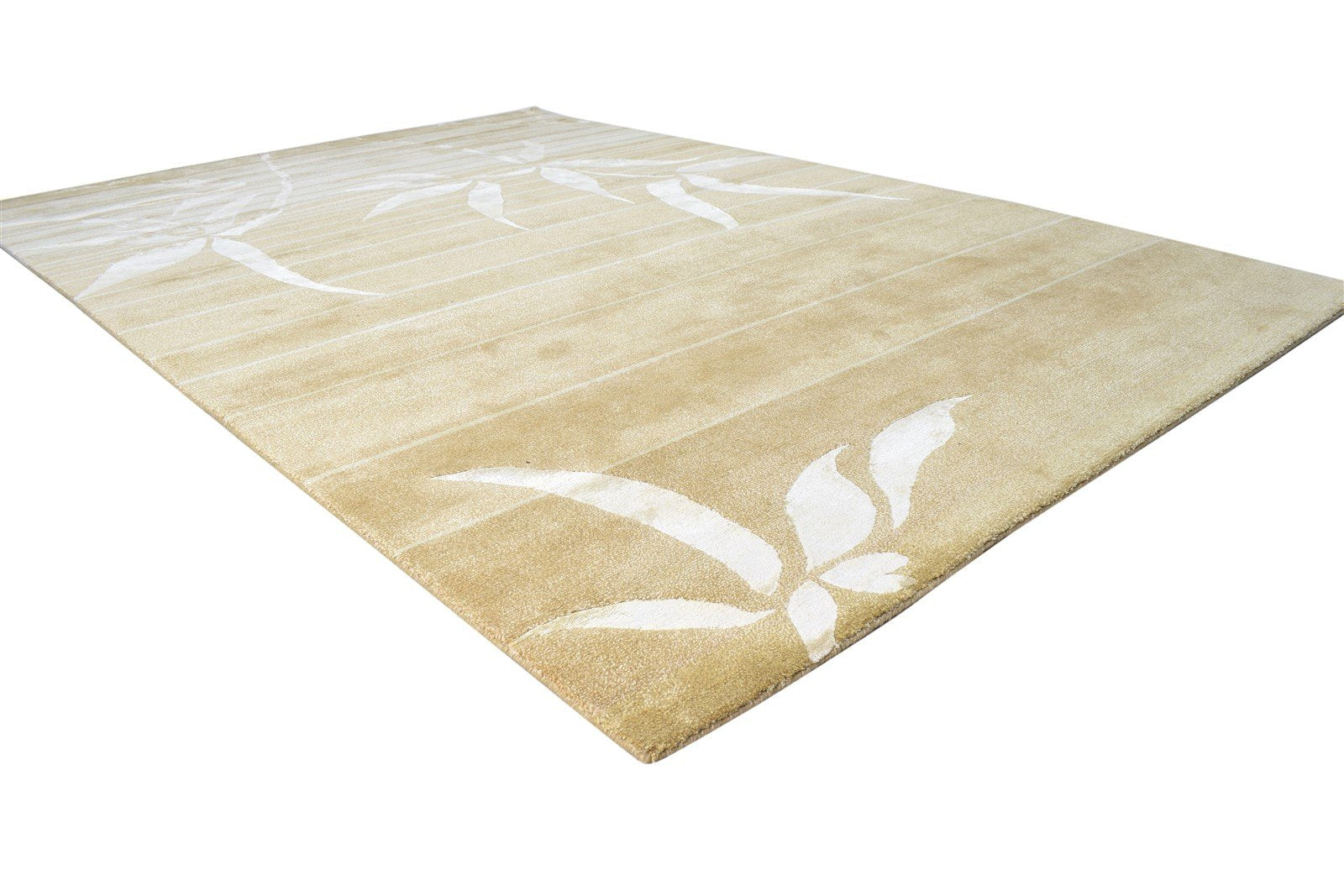 6X9 Rug Wool / Silk Beige Modern Hand Knotted French Floral Room Size Carpet Area Rug