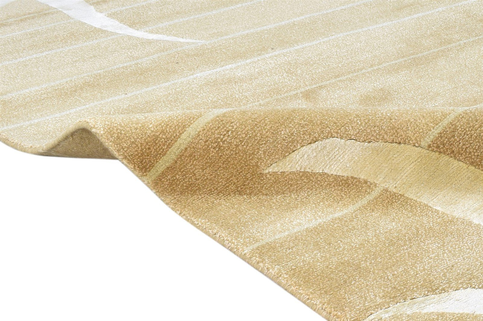 6X9 Rug Wool / Silk Beige Modern Hand Knotted French Floral Room Size Carpet Area Rug