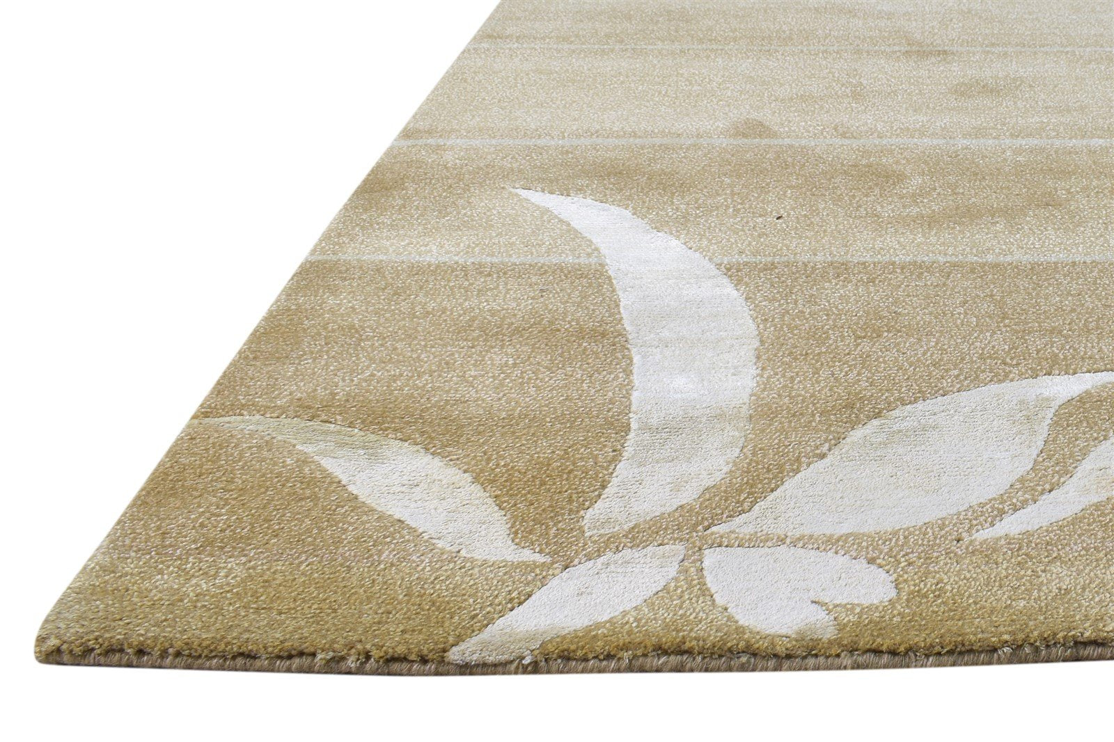 6X9 Rug Wool / Silk Beige Modern Hand Knotted French Floral Room Size Carpet Area Rug