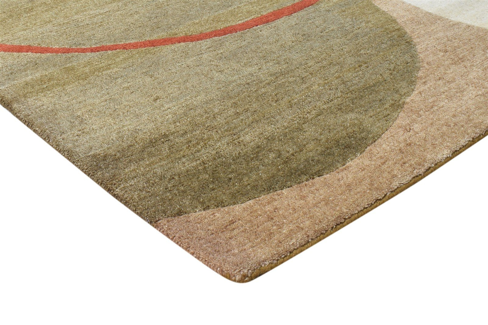 Hand Knotted Brown Wool Rug 6' X 9' Modern European Circles Room Size Carpet Area Rug