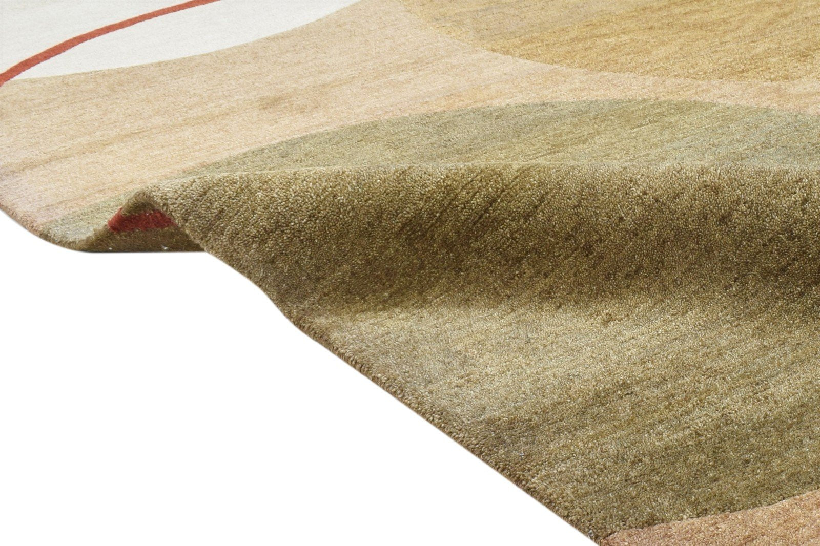 Hand Knotted Brown Wool Rug 6' X 9' Modern European Circles Room Size Carpet Area Rug