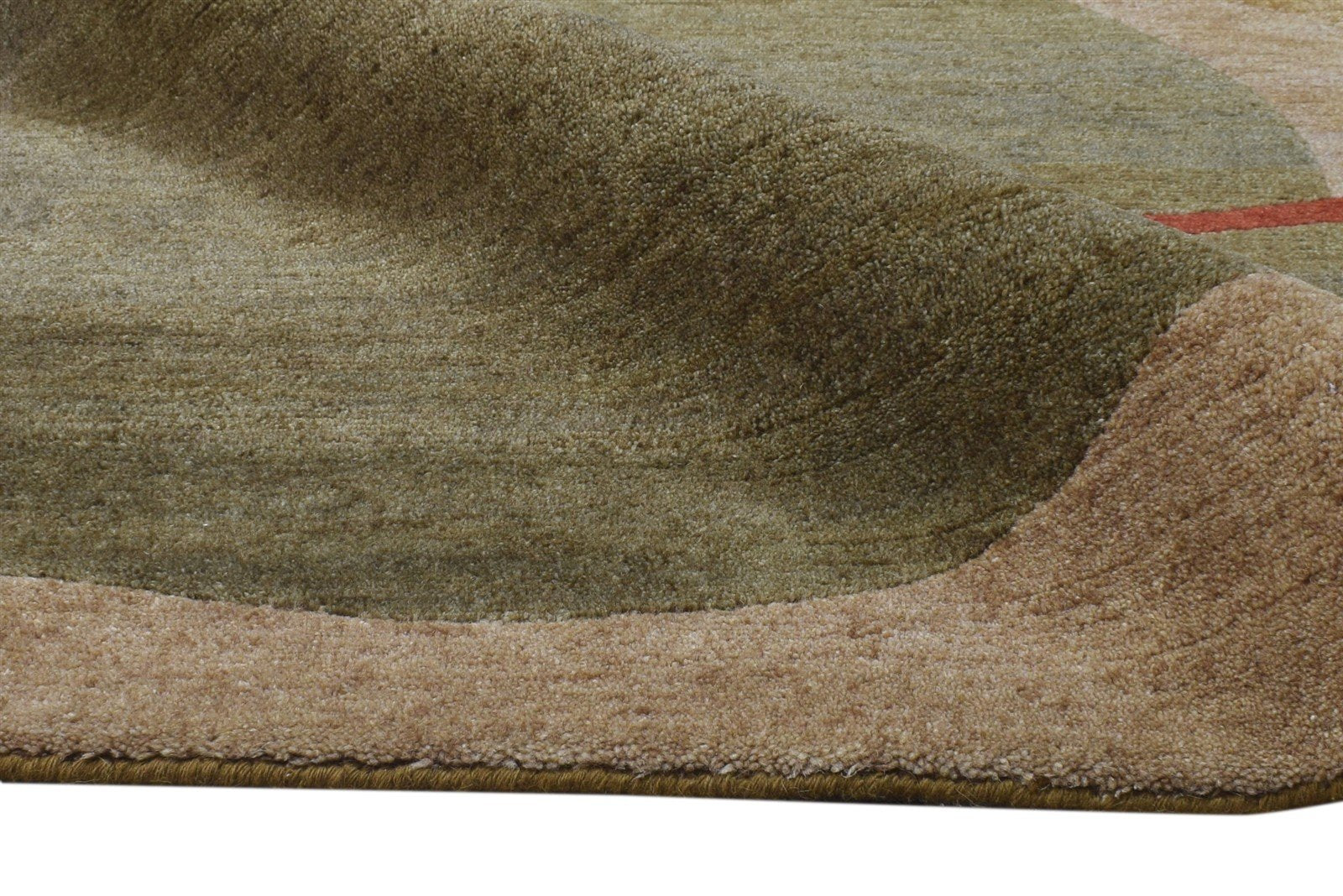 Hand Knotted Brown Wool Rug 6' X 9' Modern European Circles Room Size Carpet Area Rug