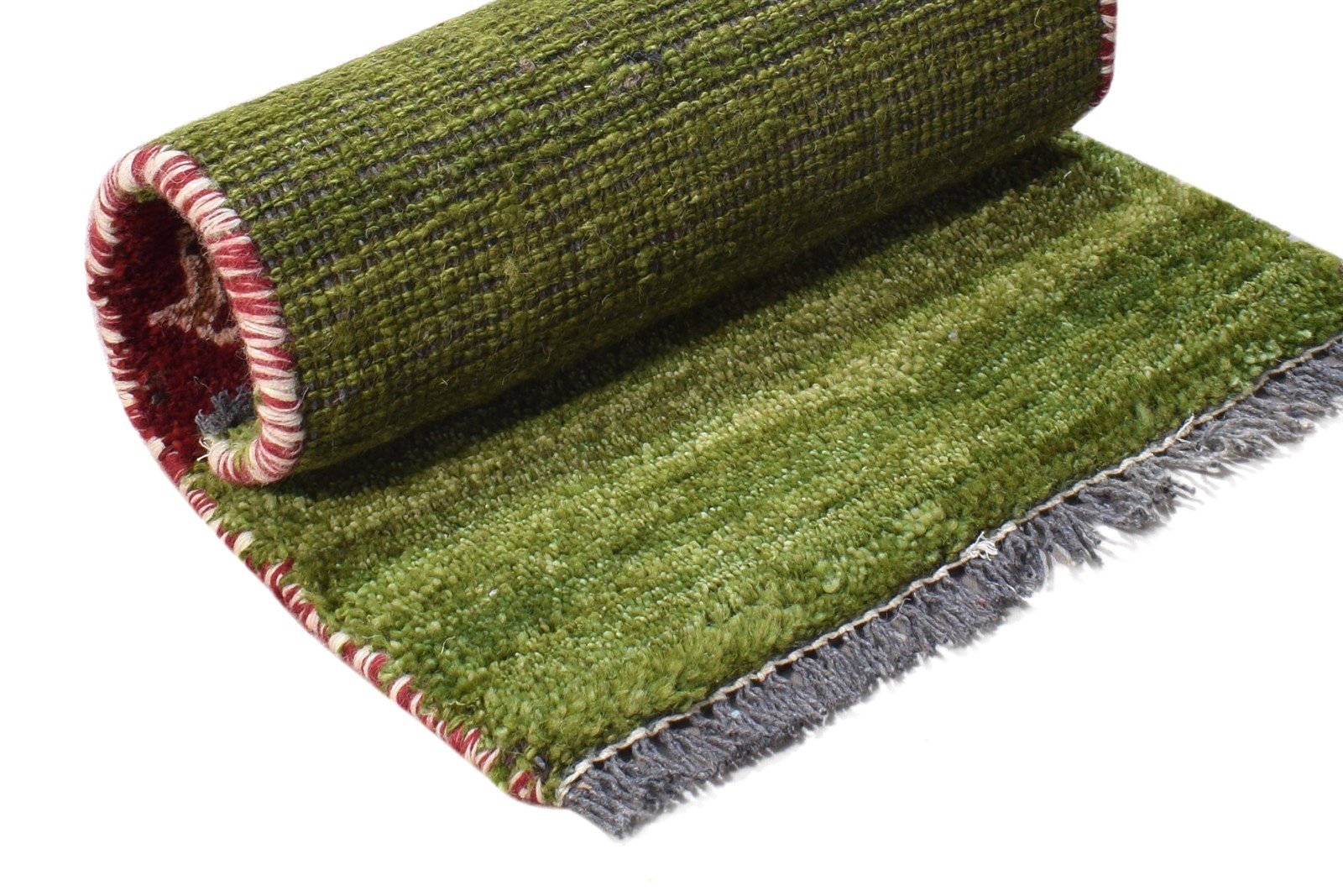 Hand Knotted Green Wool Rug 1' X 2' Southwestern Gabbeh Tribal Small Carpet Area Rug