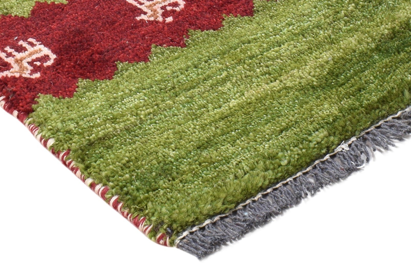 Hand Knotted Green Wool Rug 1' X 2' Southwestern Gabbeh Tribal Small Carpet Area Rug