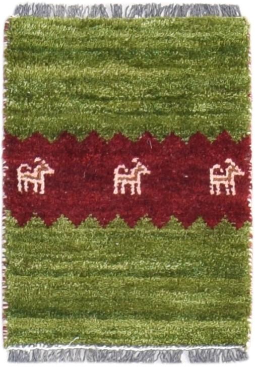 Hand Knotted Green Wool Rug 1' X 2' Southwestern Gabbeh Tribal Small Carpet Area Rug
