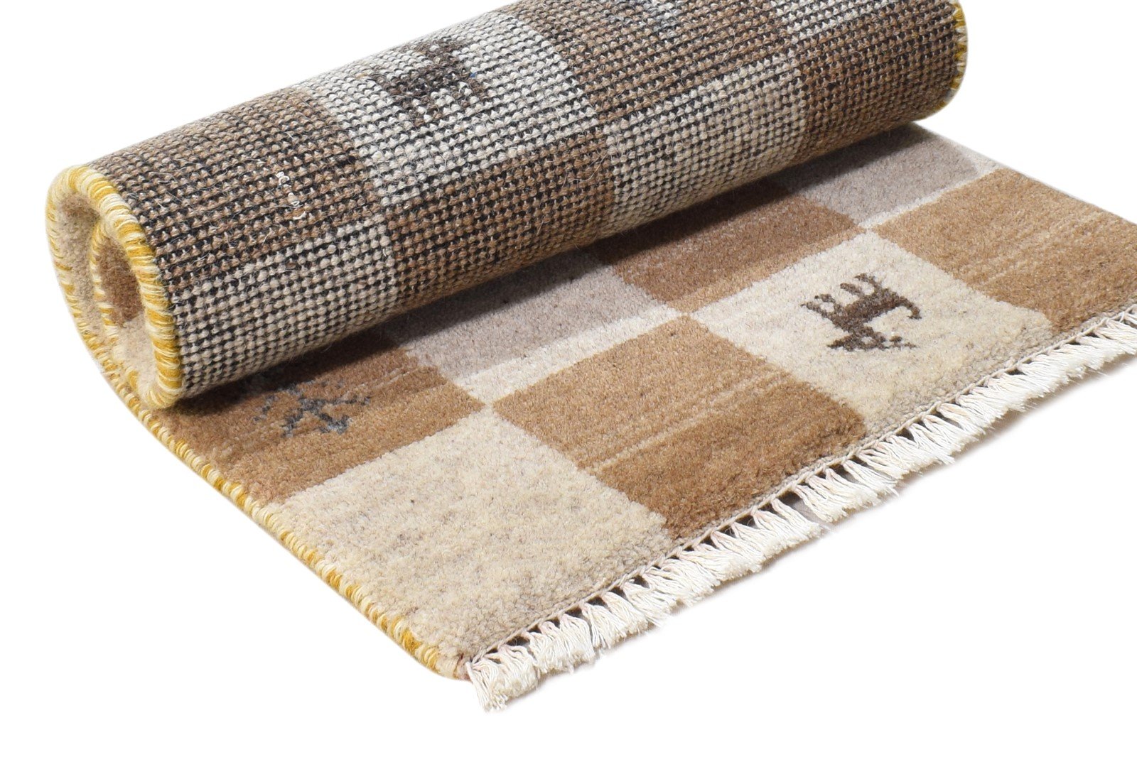 Beige Wool Rug 2' X 2' Southwestern Hand Knotted Gabbeh Tribal Small Carpet Area Rug