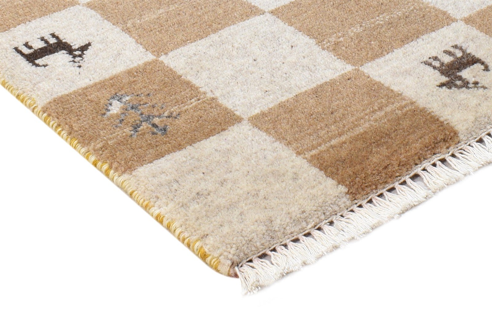Beige Wool Rug 2' X 2' Southwestern Hand Knotted Gabbeh Tribal Small Carpet Area Rug