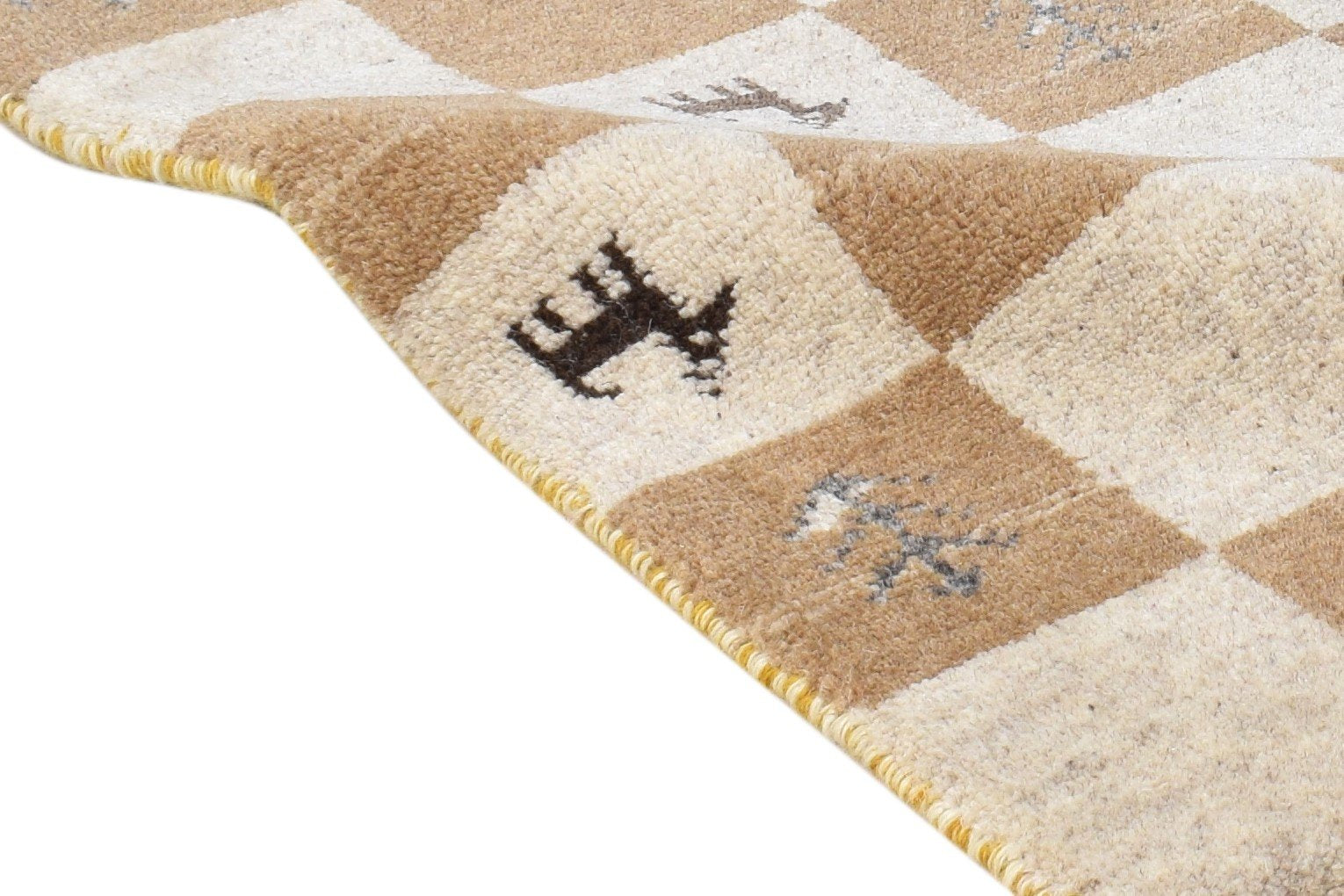 Beige Wool Rug 2' X 2' Southwestern Hand Knotted Gabbeh Tribal Small Carpet Area Rug