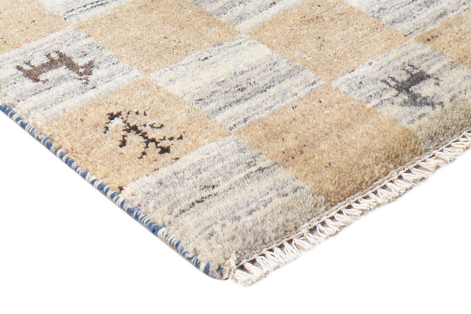 2' X 2' Rug Wool Beige Southwestern Hand Knotted Gabbeh Tribal Small Carpet Area Rug