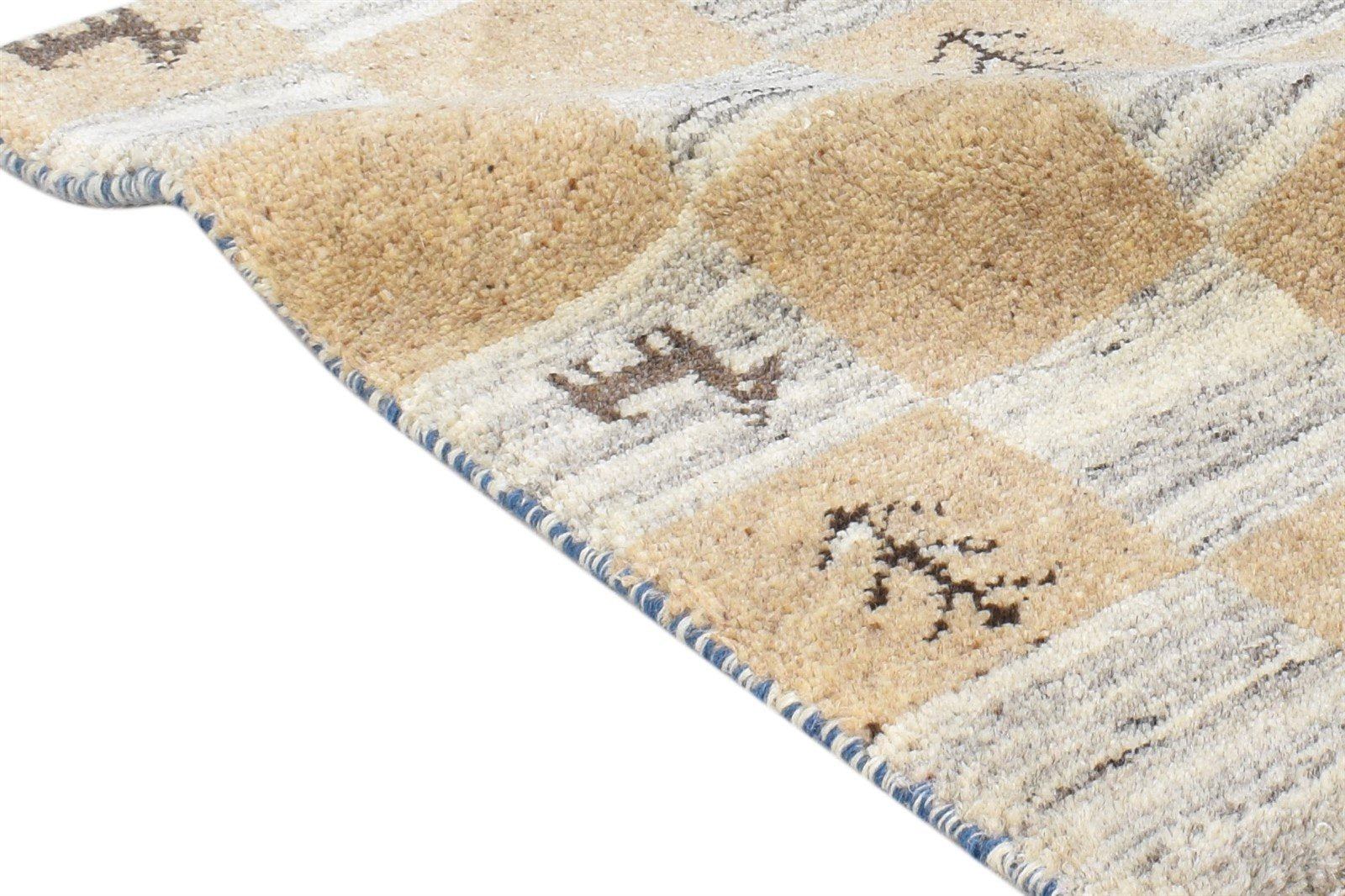 2' X 2' Rug Wool Beige Southwestern Hand Knotted Gabbeh Tribal Small Carpet Area Rug