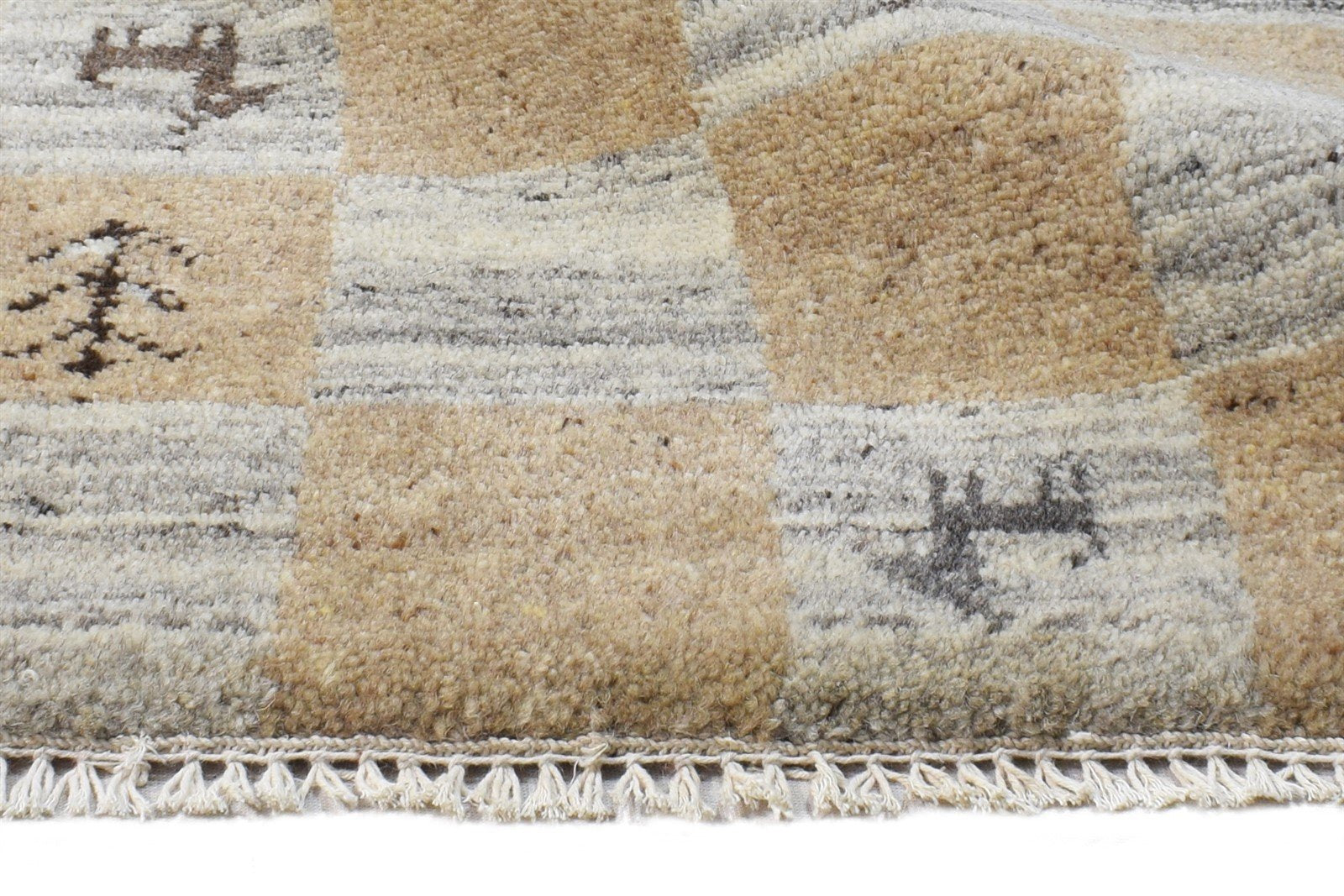 2' X 2' Rug Wool Beige Southwestern Hand Knotted Gabbeh Tribal Small Carpet Area Rug