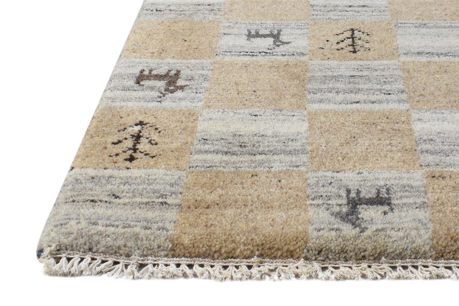 2' X 2' Rug Wool Beige Southwestern Hand Knotted Gabbeh Tribal Small Carpet Area Rug