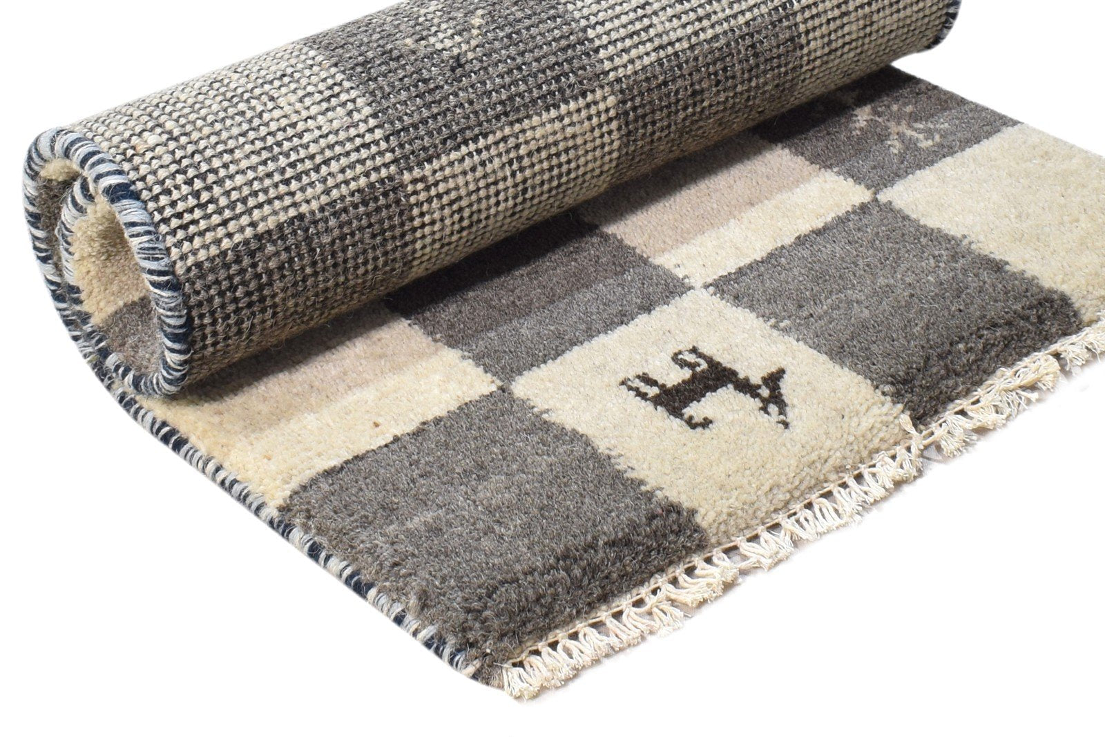 Hand Knotted Grey Wool Rug 2' X 2' Southwestern Gabbeh Tribal Small Carpet Area Rug
