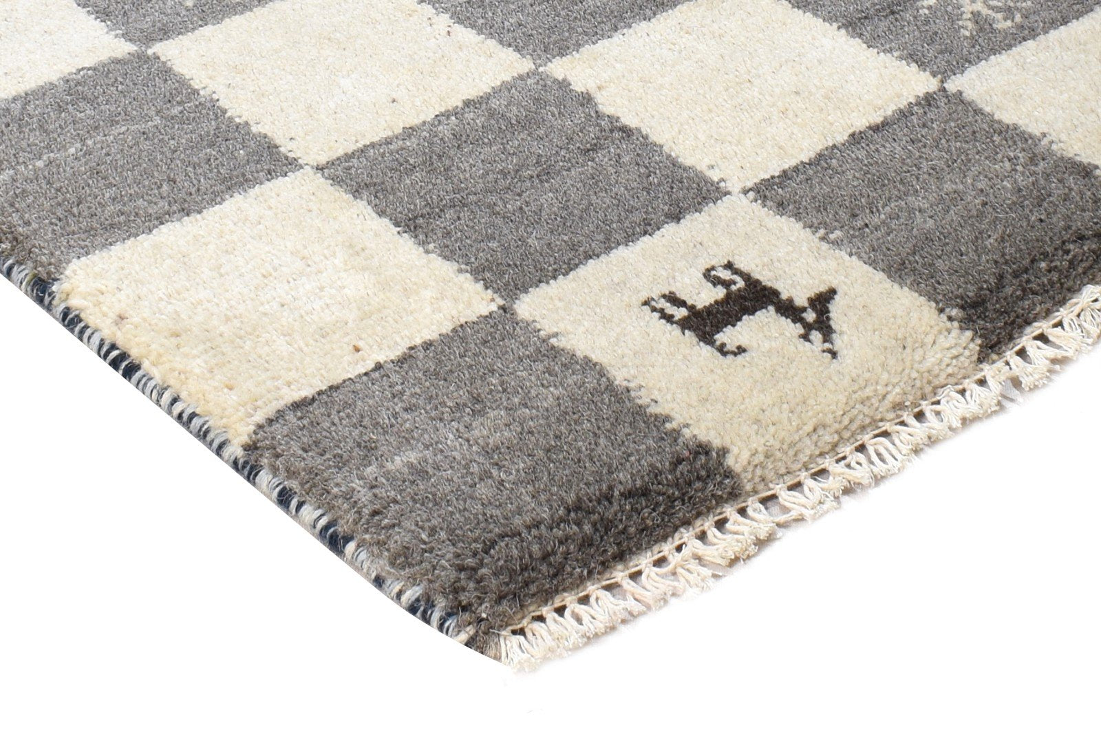 Hand Knotted Grey Wool Rug 2' X 2' Southwestern Gabbeh Tribal Small Carpet Area Rug