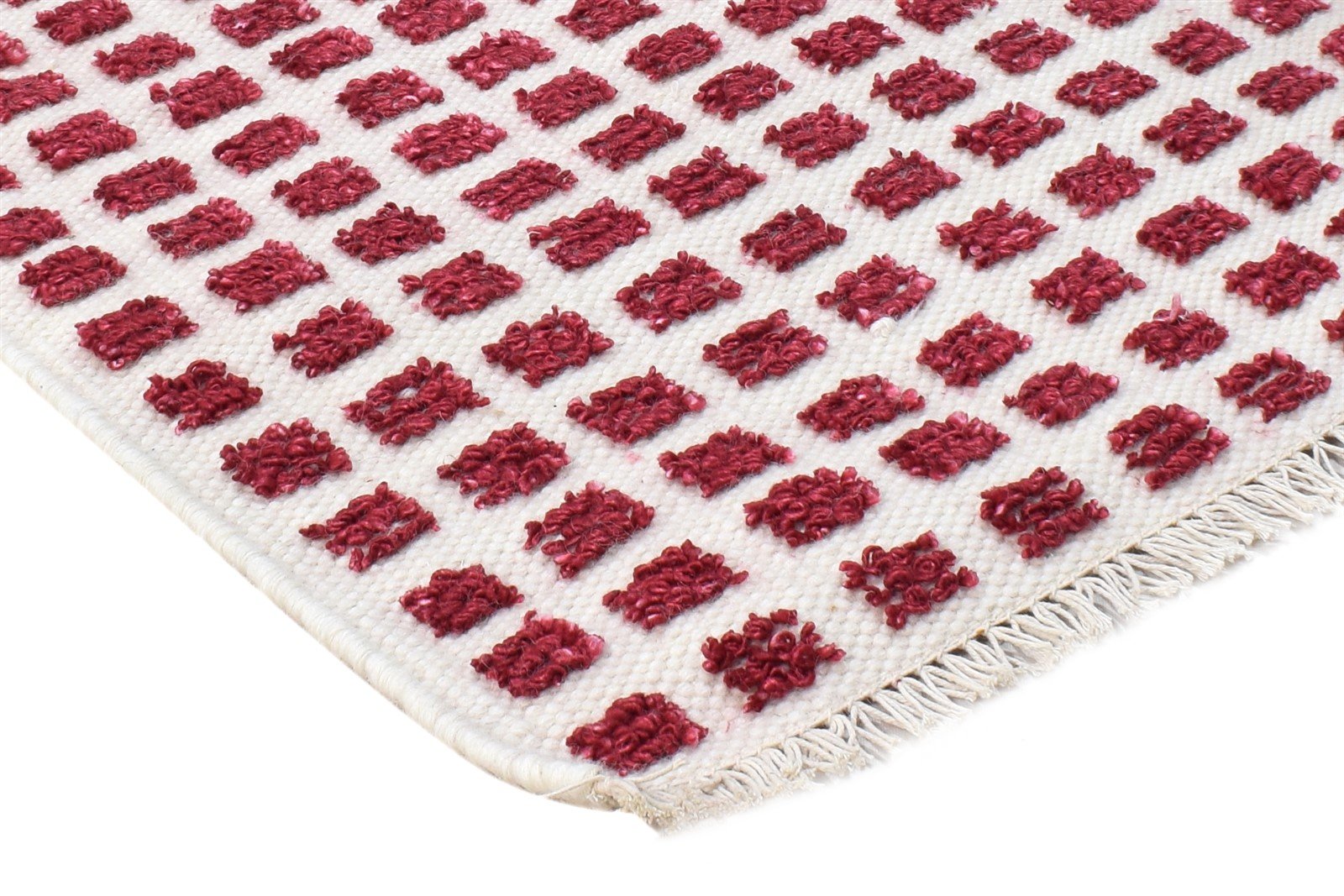 Red New Zealand Wool Rug 2X3 Modern Jacquard Loom Scandinavian Abstract Small Area Rug
