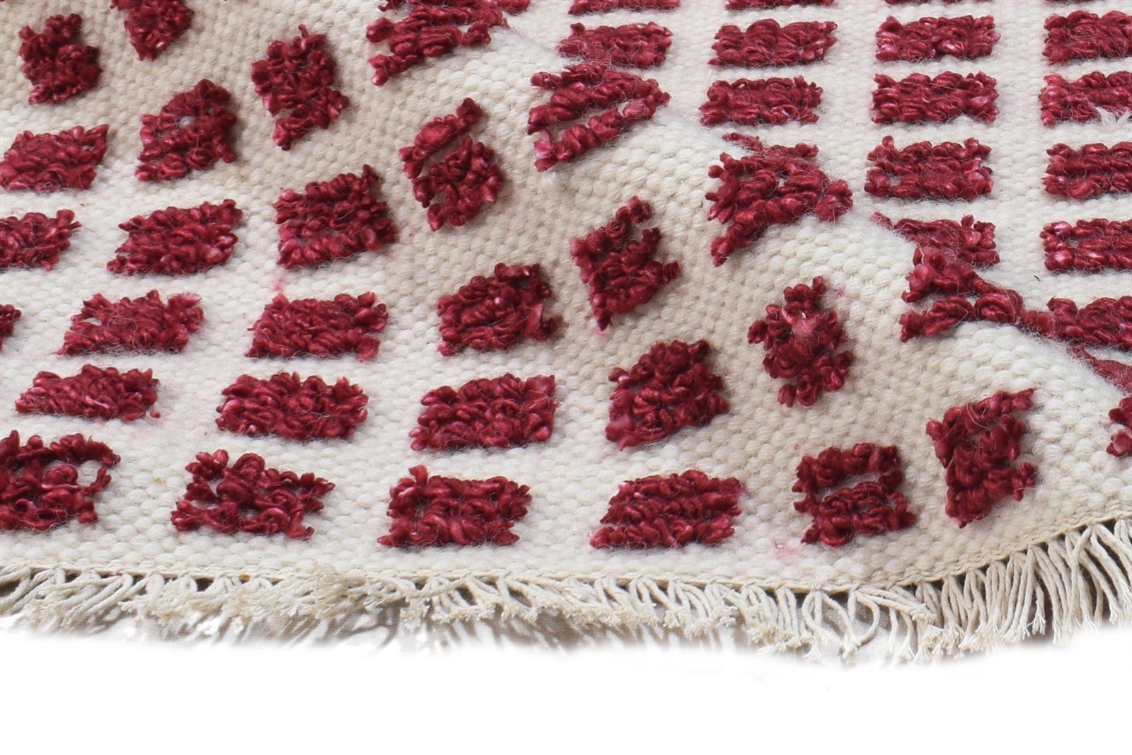 Red New Zealand Wool Rug 2X3 Modern Jacquard Loom Scandinavian Abstract Small Area Rug