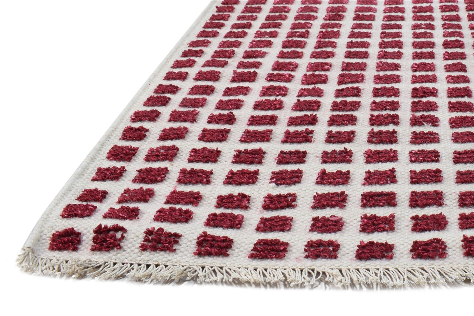 Red New Zealand Wool Rug 2X3 Modern Jacquard Loom Scandinavian Abstract Small Area Rug