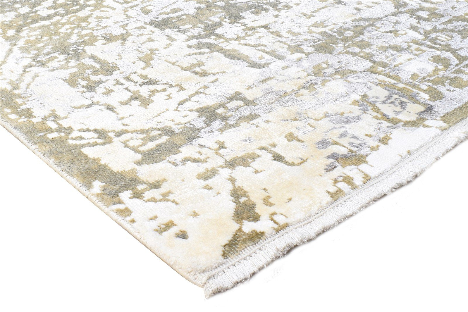 Cream Wool / Silk Rug 8X10 Modern Hand Knotted American Abstract Large Carpet Area Rug
