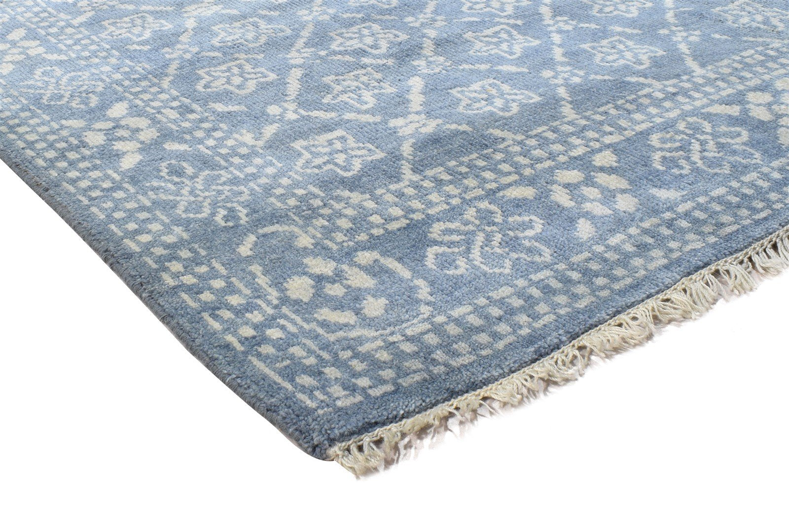 Hand Knotted Blue Wool Rug 6' X 9' Persian Bokhara Oriental Large Carpet Area Rug