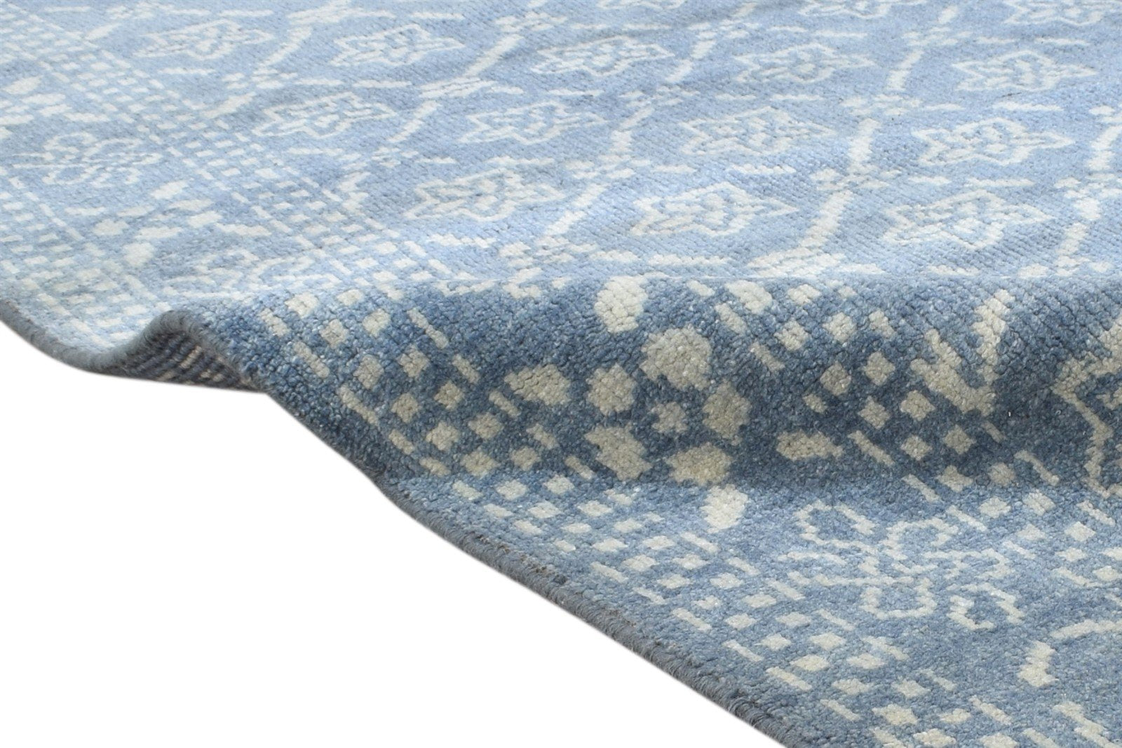 Hand Knotted Blue Wool Rug 6' X 9' Persian Bokhara Oriental Large Carpet Area Rug
