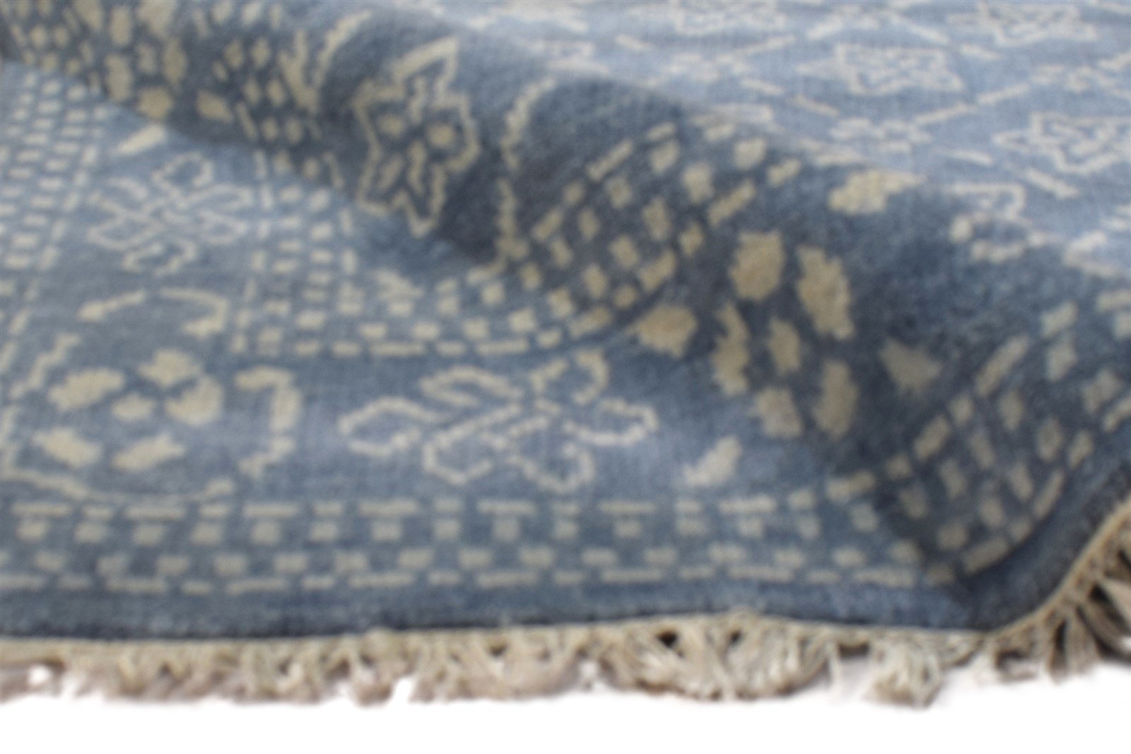 Hand Knotted Blue Wool Rug 6' X 9' Persian Bokhara Oriental Large Carpet Area Rug