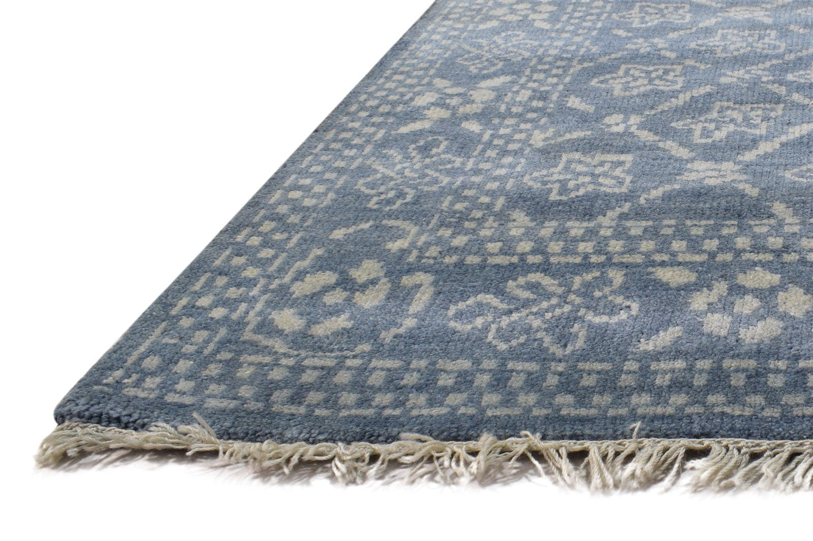 Hand Knotted Blue Wool Rug 6' X 9' Persian Bokhara Oriental Large Carpet Area Rug