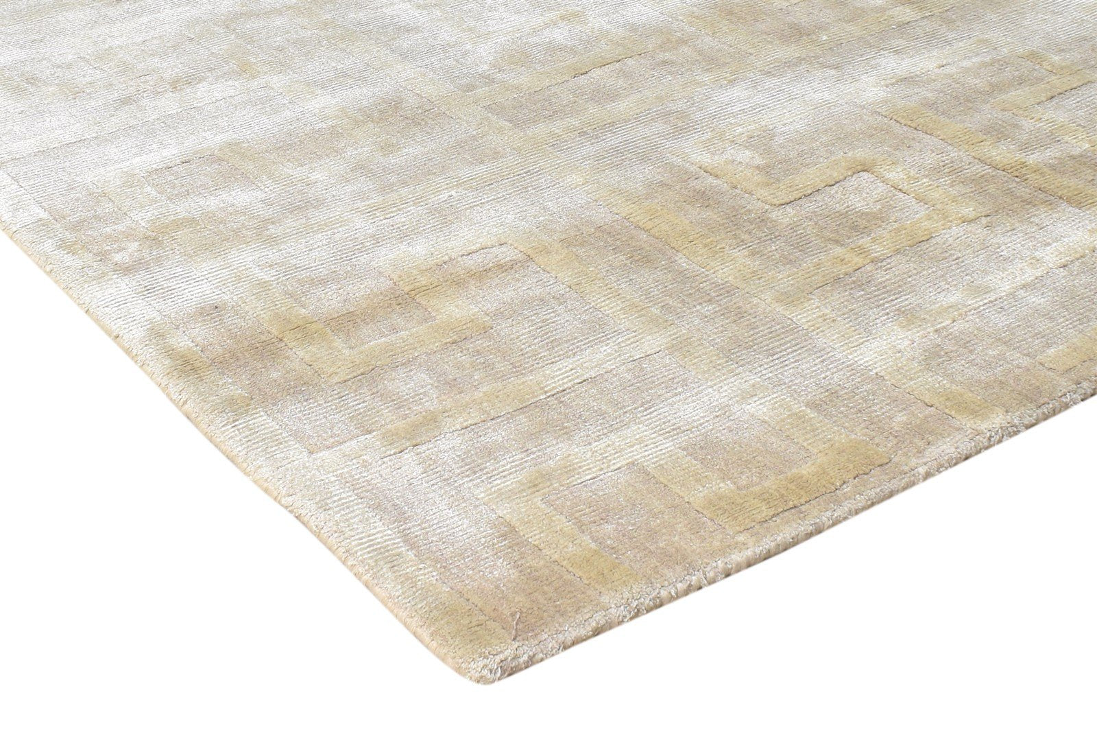 Beige Silk Rug 5' X 7' Modern Handloom Moroccan Geometric Room Size Carpet Area Rug