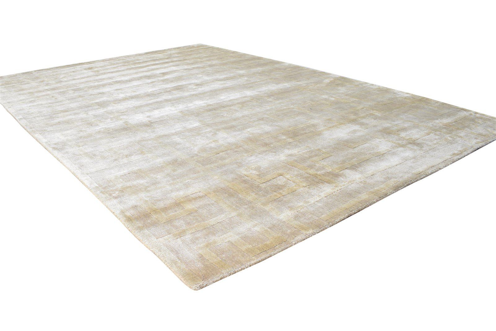 Beige Silk Rug 5' X 7' Modern Handloom Moroccan Geometric Room Size Carpet Area Rug
