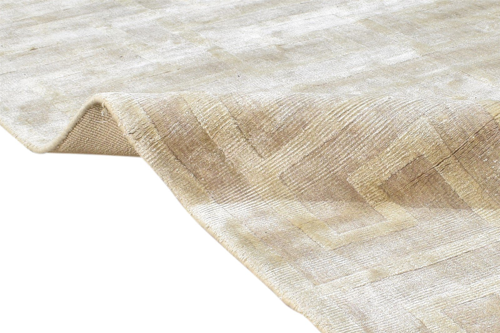 Beige Silk Rug 5' X 7' Modern Handloom Moroccan Geometric Room Size Carpet Area Rug