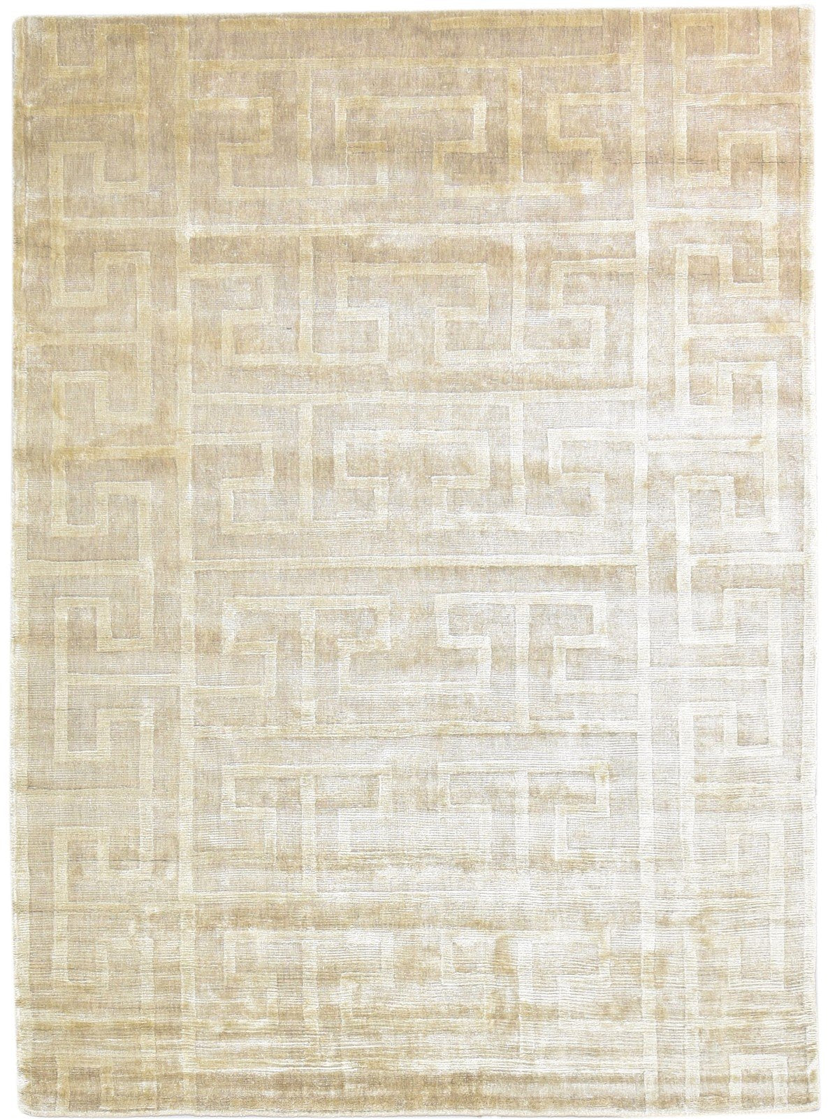 Beige Silk Rug 5' X 7' Modern Handloom Moroccan Geometric Room Size Carpet Area Rug