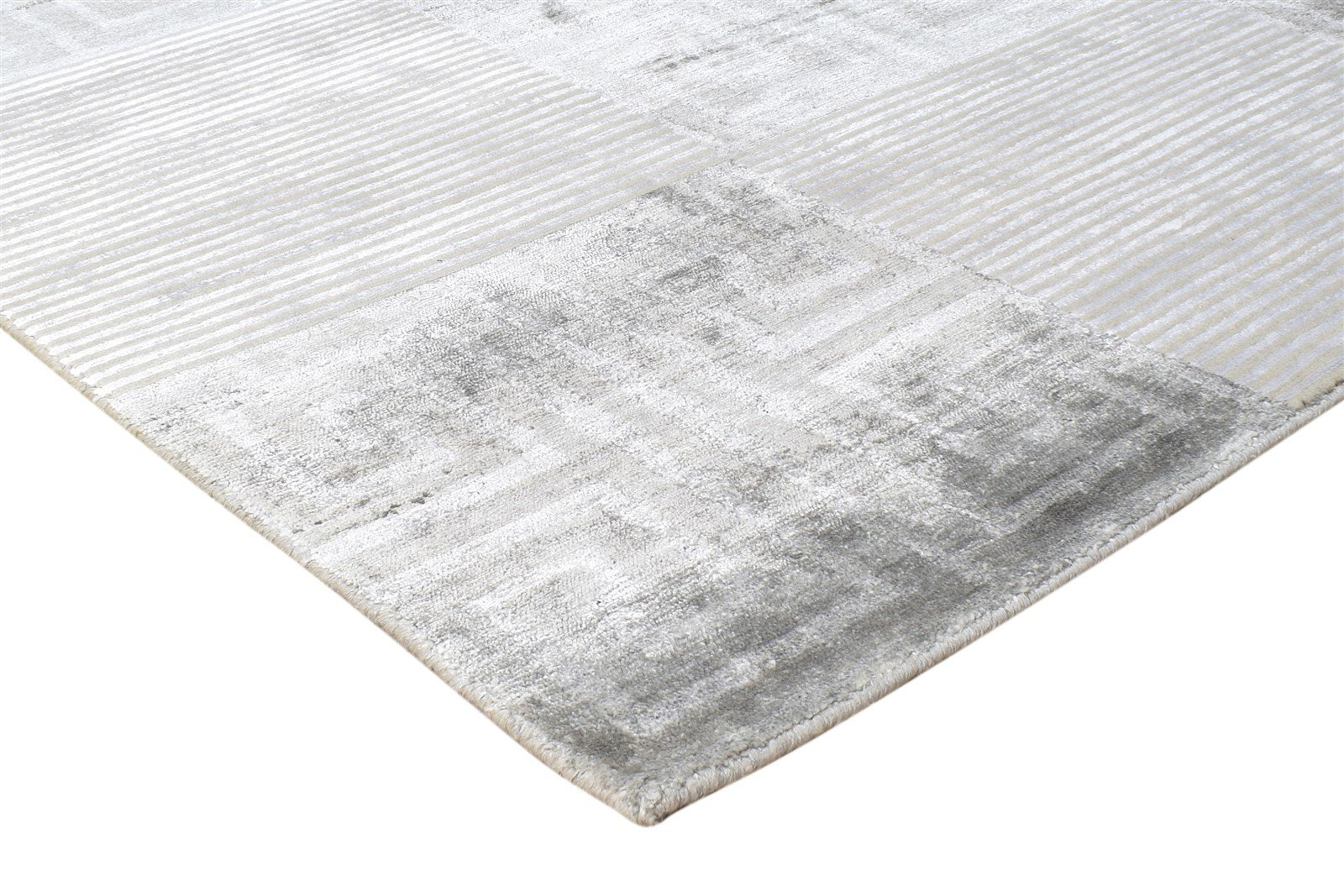 Hand Knotted Grey Silk Rug 6' X 9' Modern Moroccan Geometric Room Size Carpet Area Rug