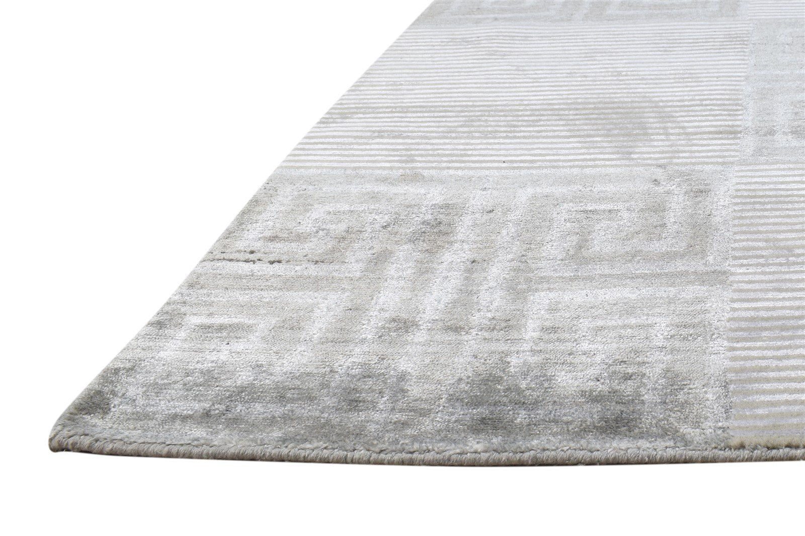 Hand Knotted Grey Silk Rug 6' X 9' Modern Moroccan Geometric Room Size Carpet Area Rug
