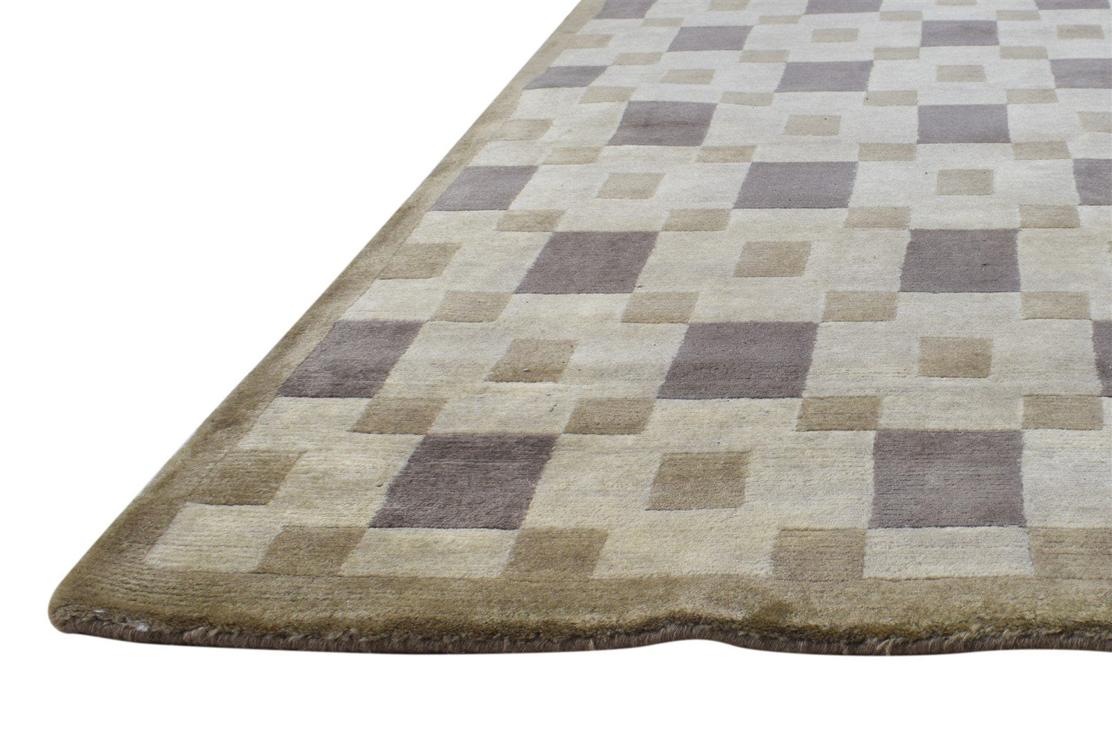 4X6 Rug Wool Brown Modern Hand Knotted Scandinavian Abstract Room Size Carpet Area Rug