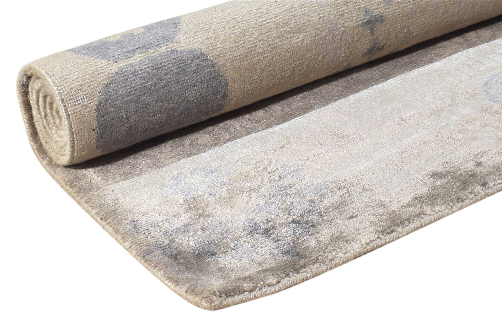 Silk Grey Rug 4X5 Modern Hand Knotted Scandinavian Abstract Room Size Carpet Area Rug