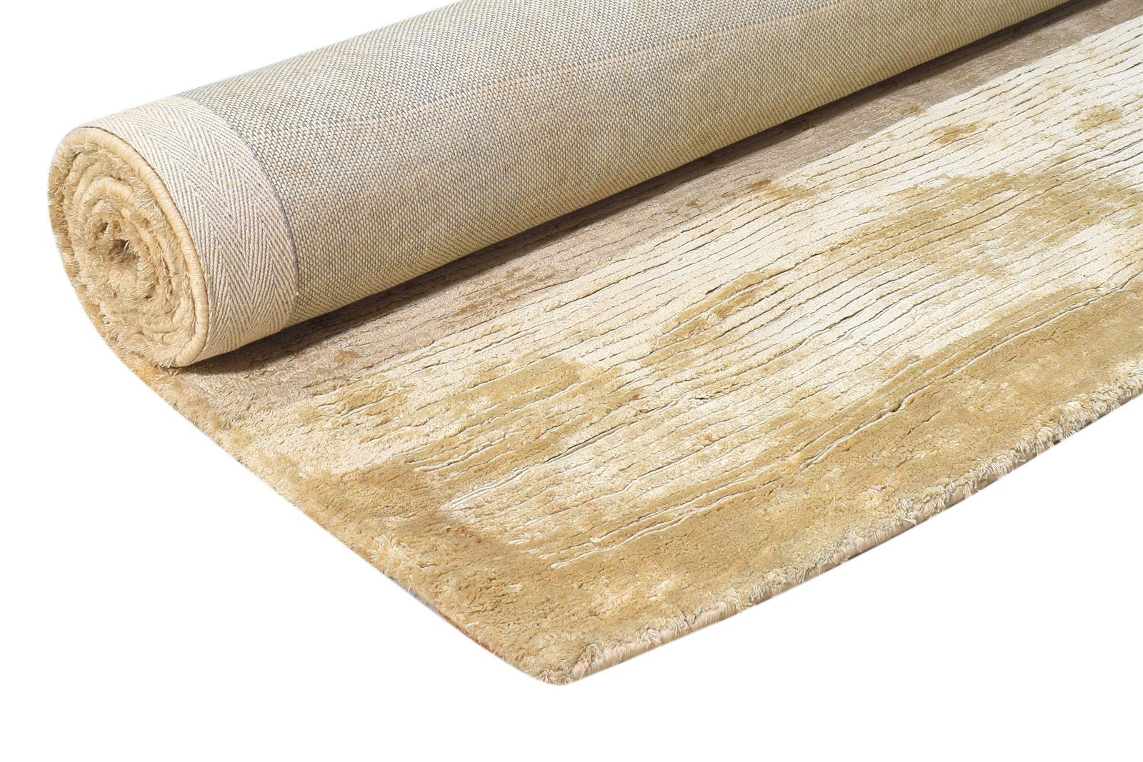 Silk Beige Rug 5' X 7' Modern Handloom Scandinavian Abstract Room Size Carpet Area Rug