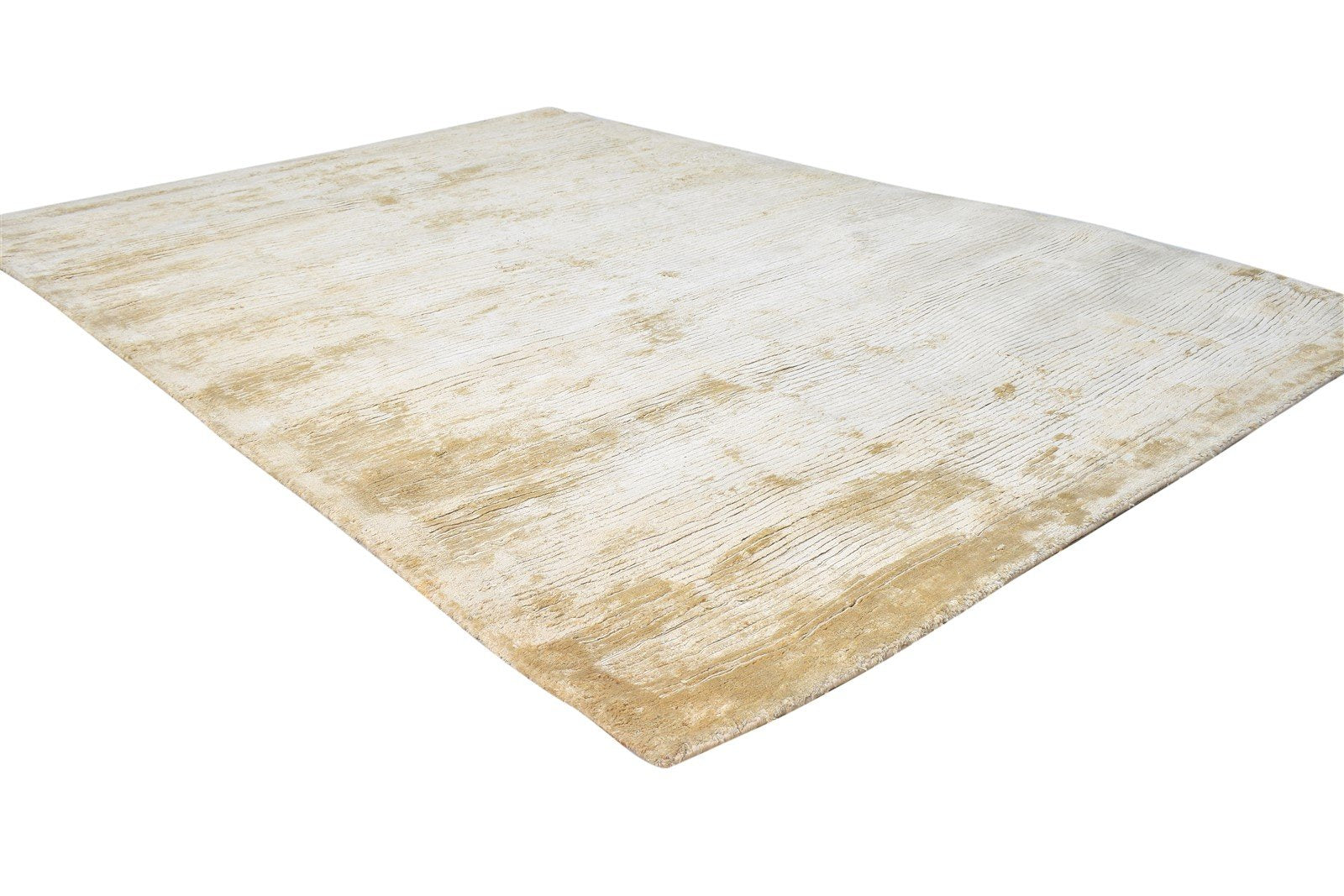 Silk Beige Rug 5' X 7' Modern Handloom Scandinavian Abstract Room Size Carpet Area Rug