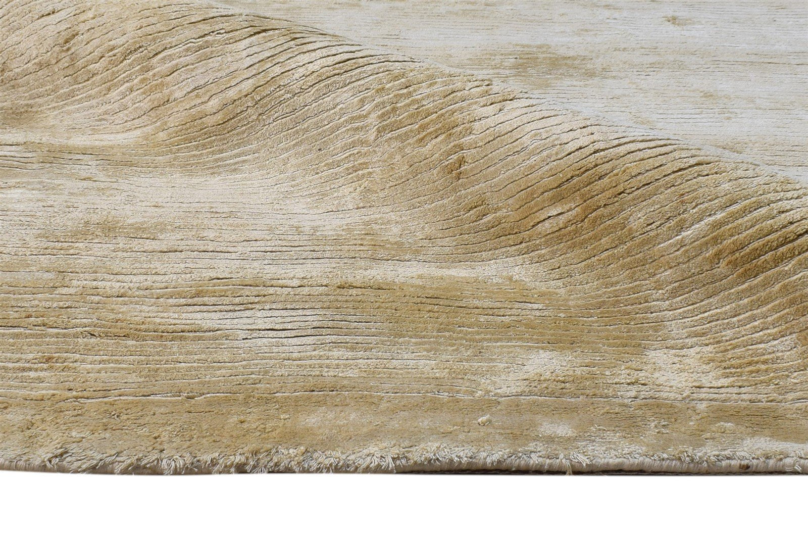 Silk Beige Rug 5' X 7' Modern Handloom Scandinavian Abstract Room Size Carpet Area Rug