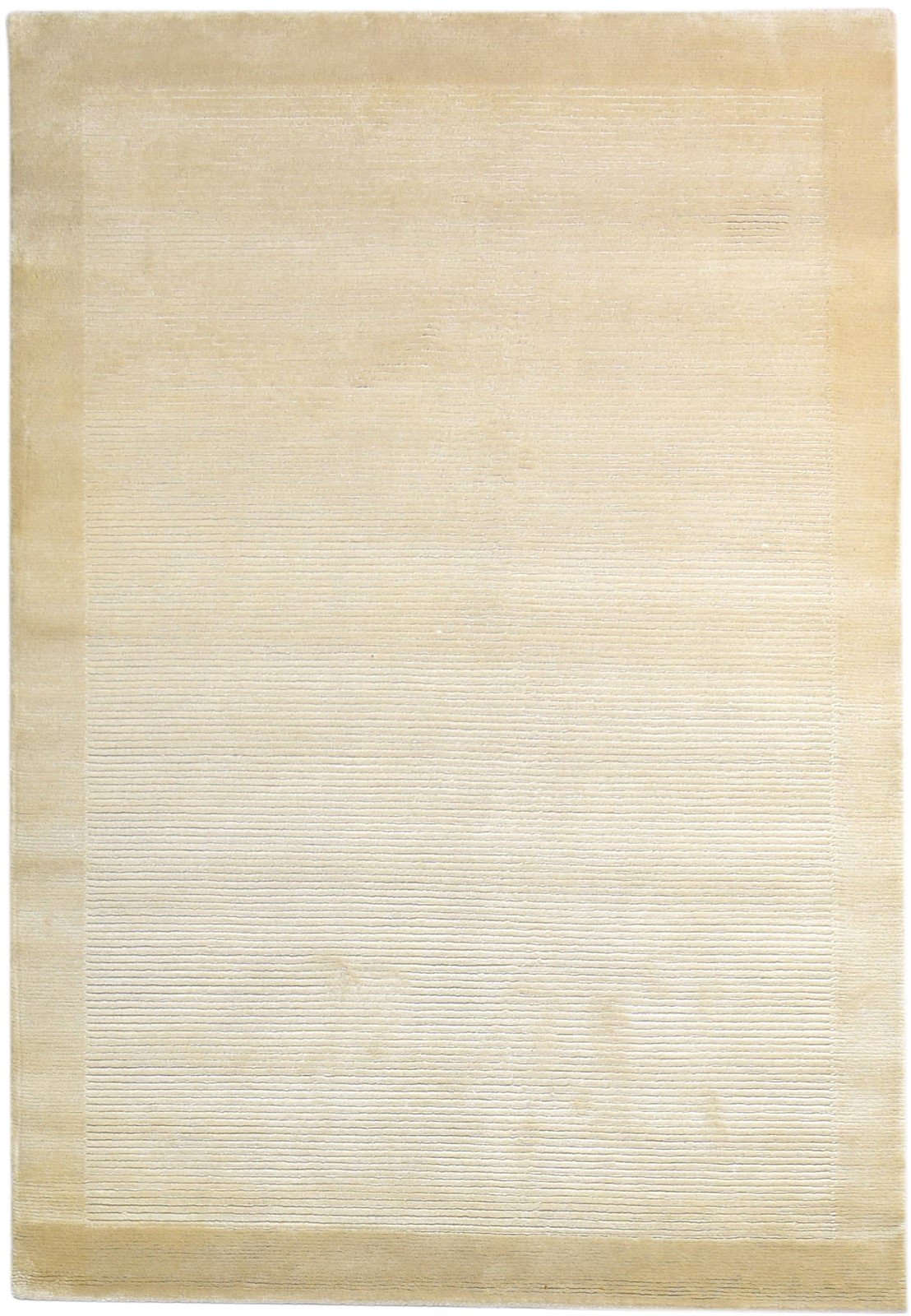 Beige Silk Rug 4X6 Modern Hand Knotted Scandinavian Bordered Room Size Carpet Area Rug